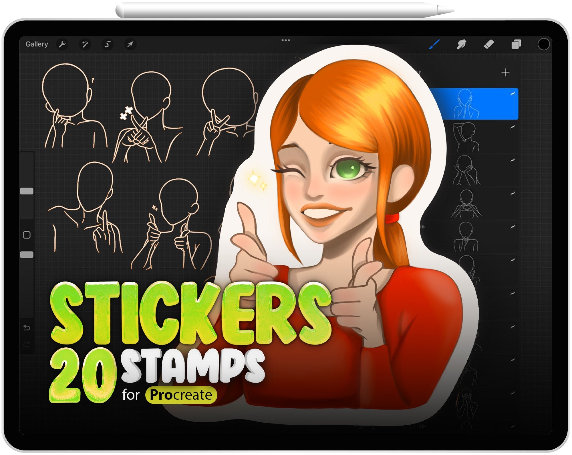20 Procreate Stickers Stamp Brushes