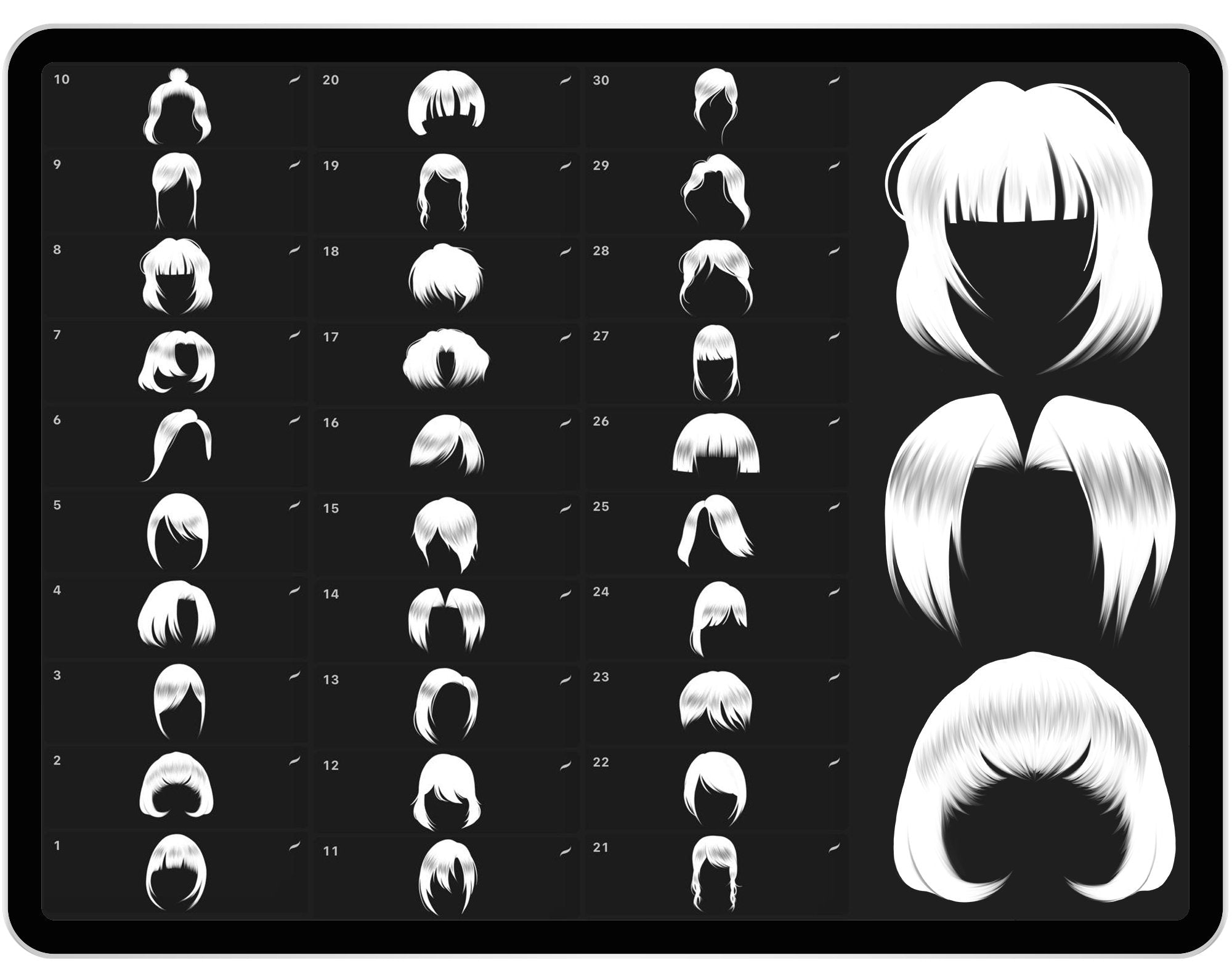 30 Procreate Bangs Stamp Brushes