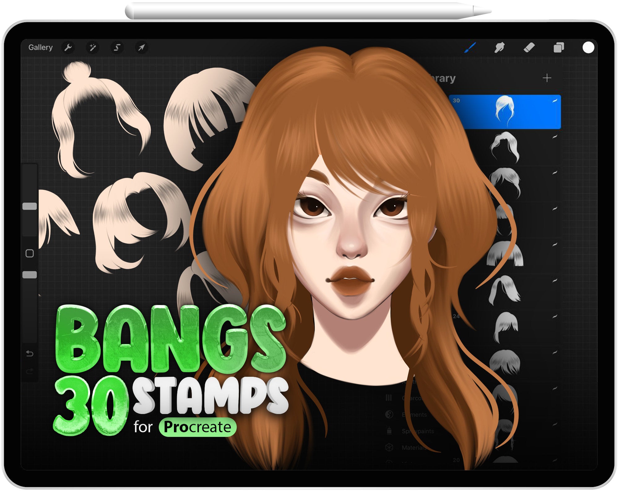 30 Procreate Bangs Stamp Brushes