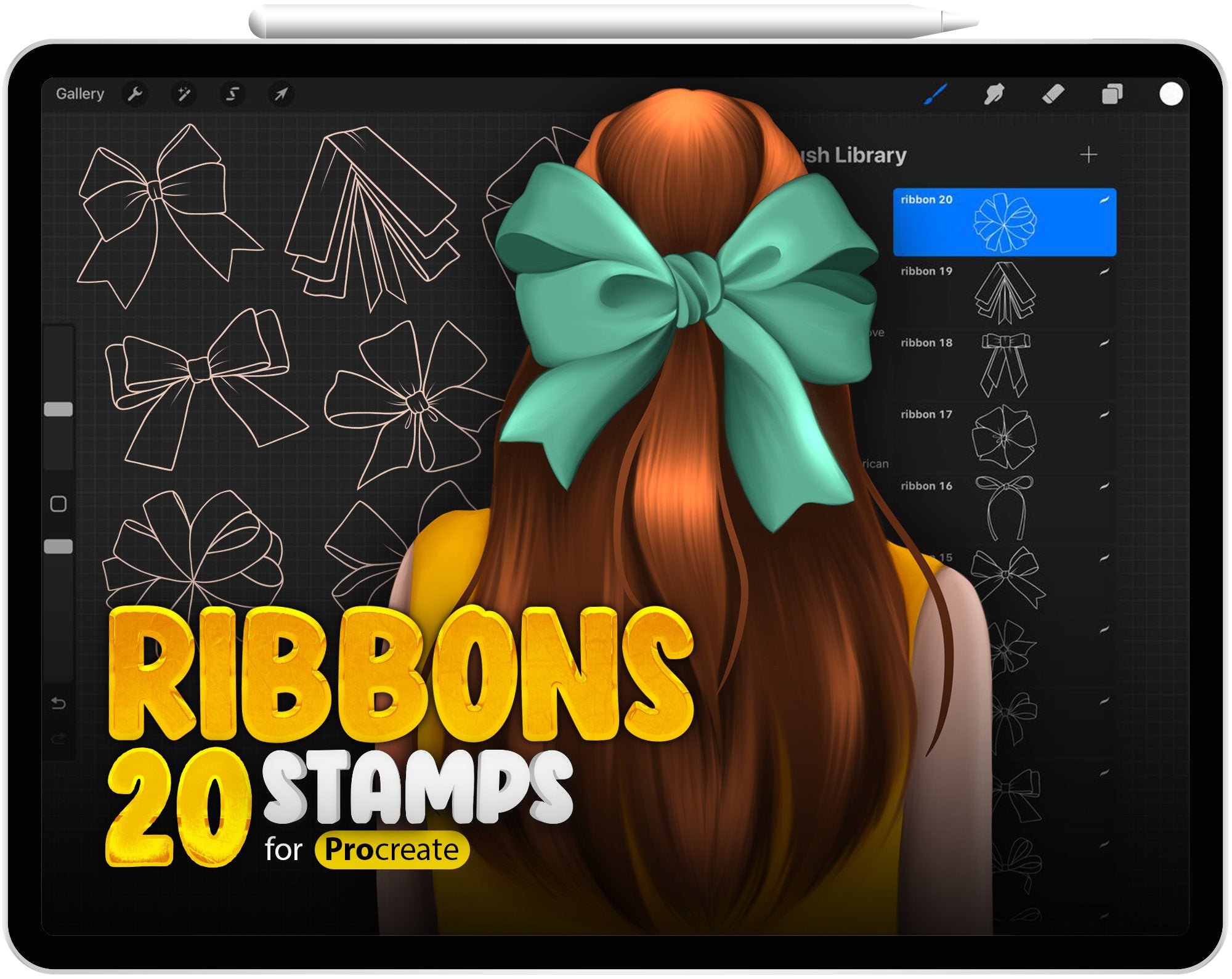 20 Procreate Bow Stamp Brushes