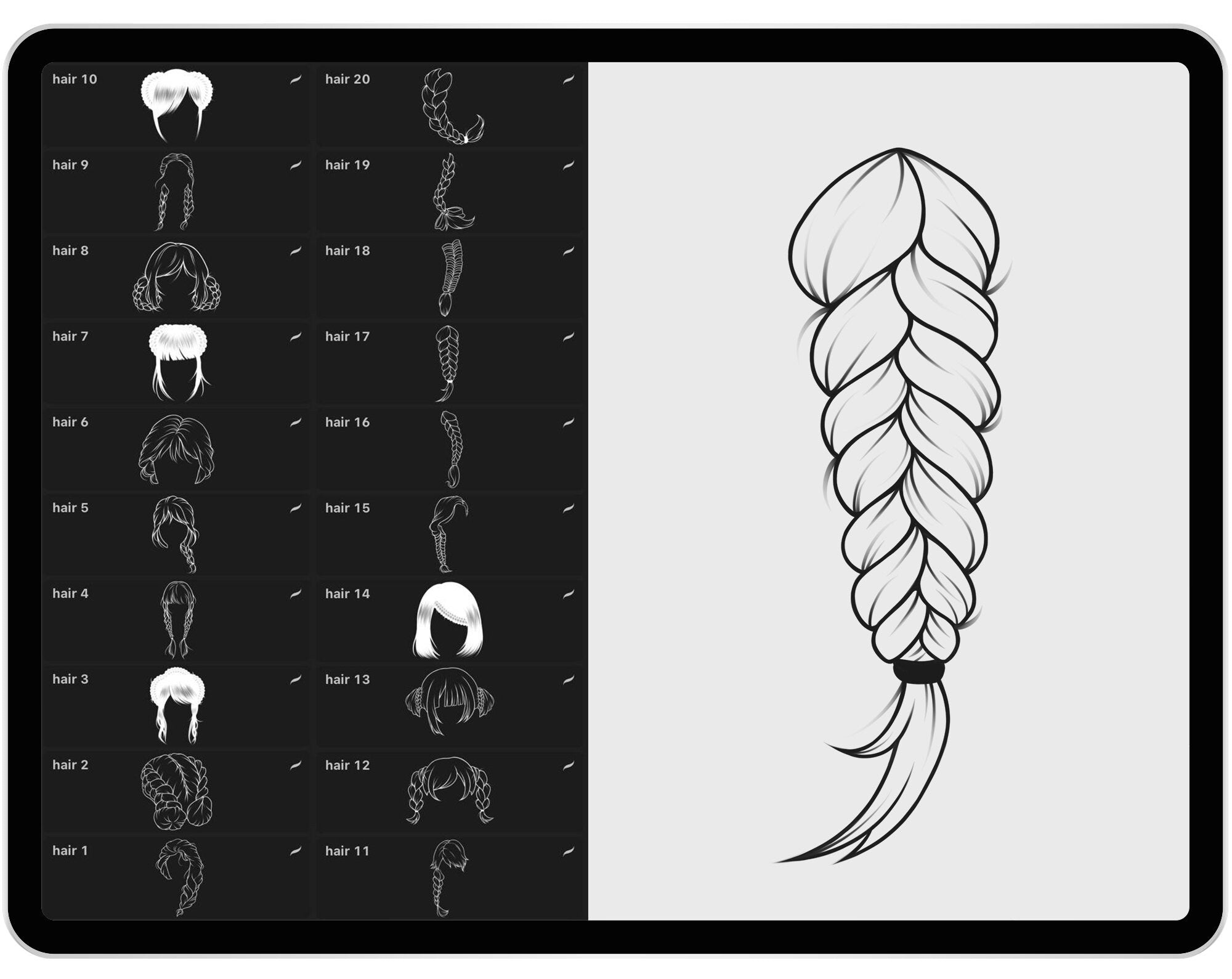 20 Procreate Braids Hairstyles Stamp Brushes