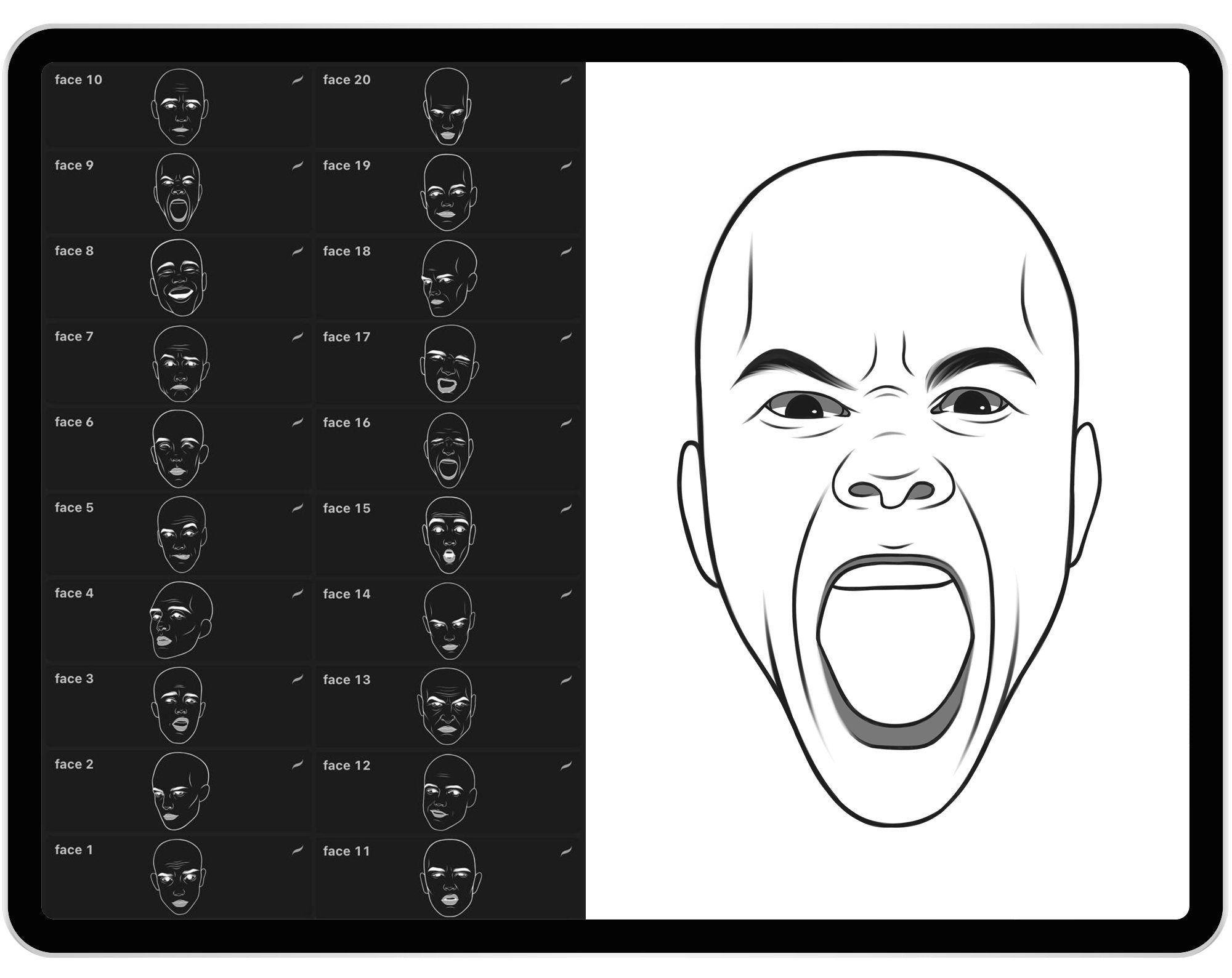 20 Procreate European Man Face Emotion Stamp Brushes