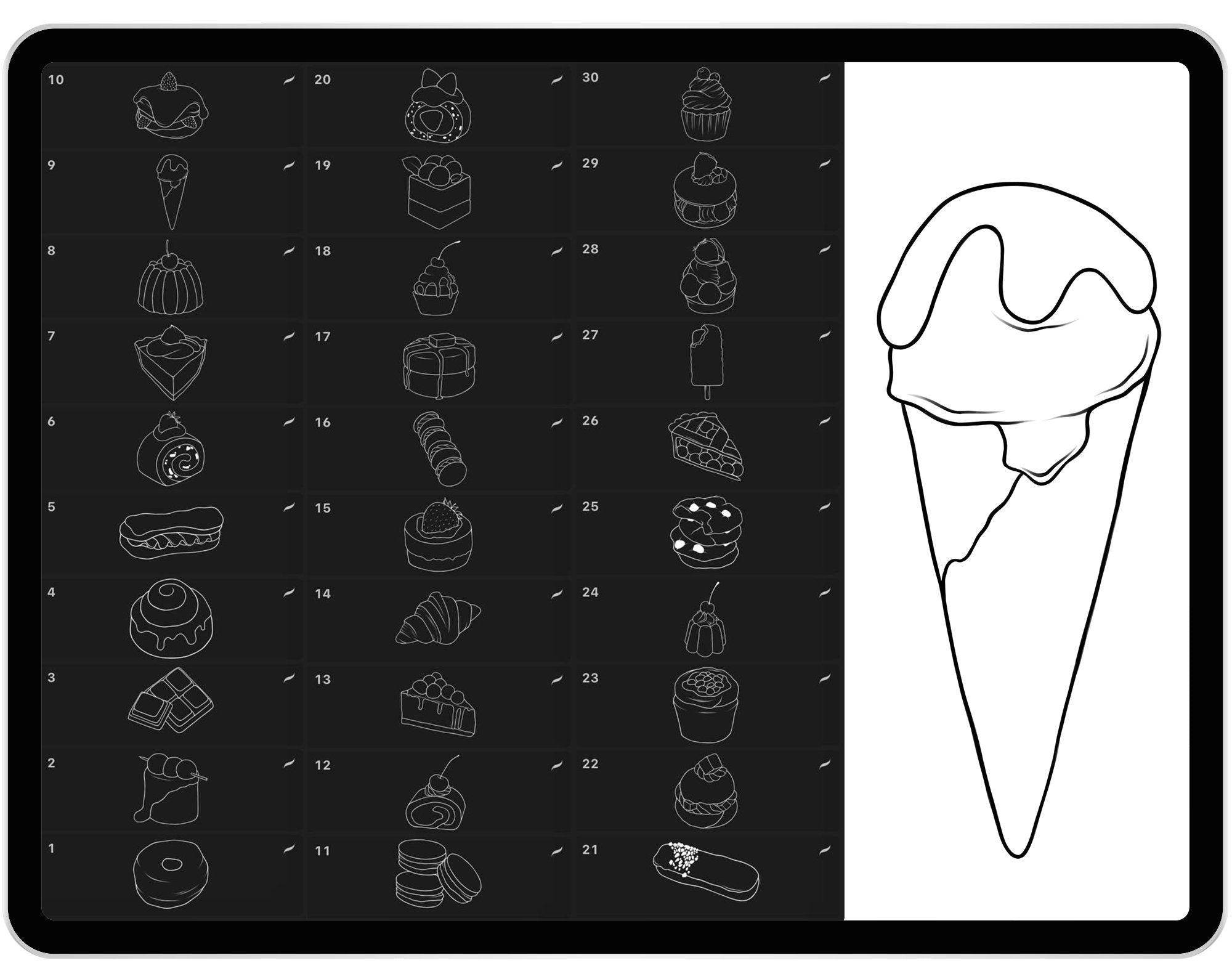 30 Procreate Desserts Stamp Brushes