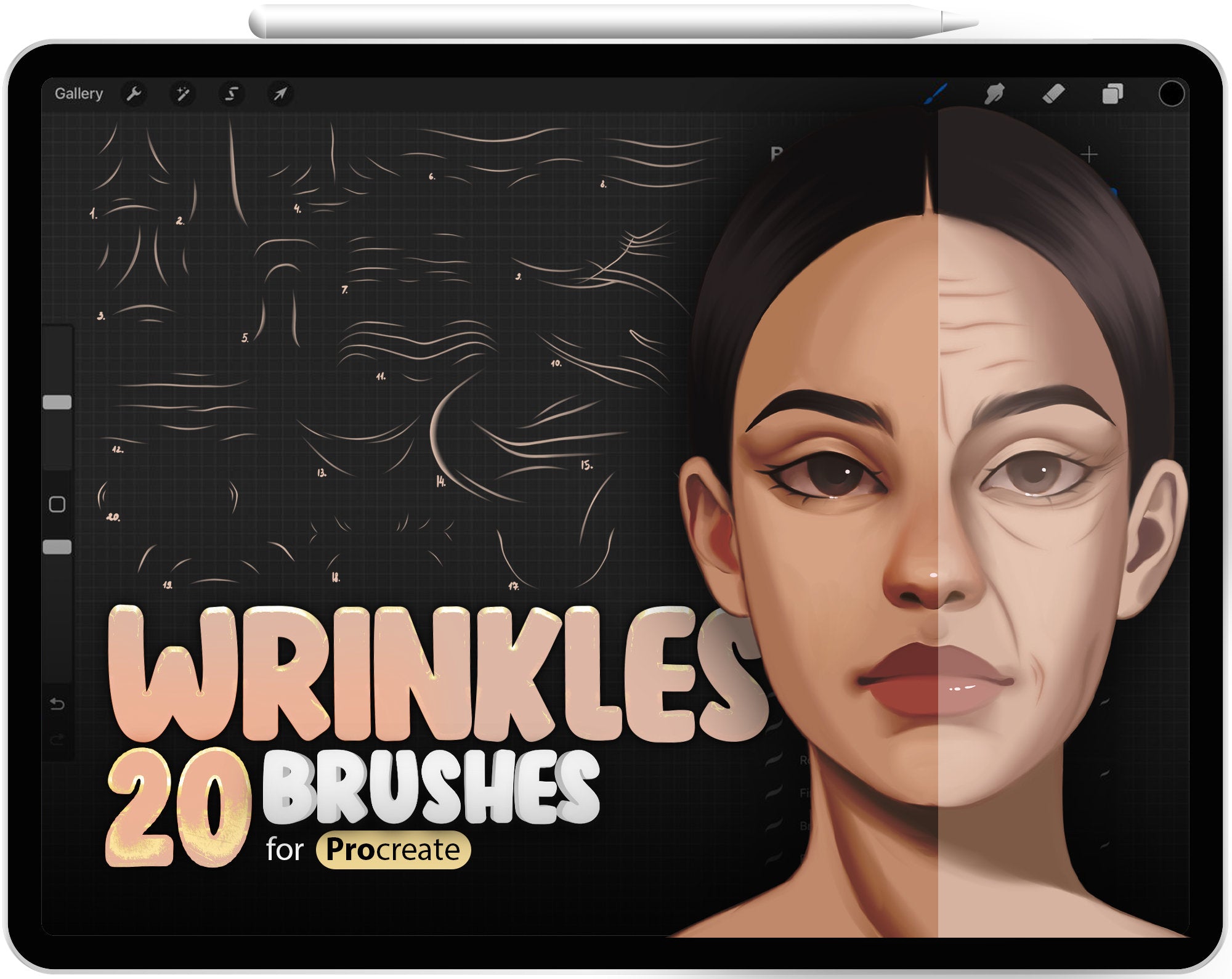 20 Procreate Wrinkles Brushes