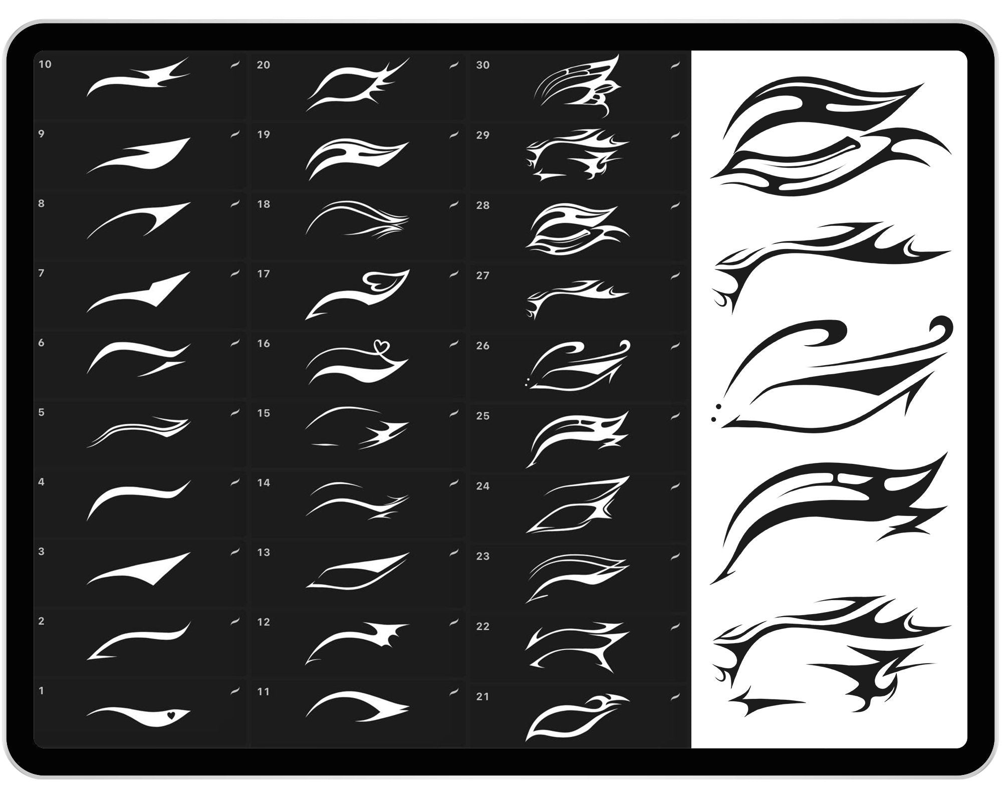 30 Eyeliners Stamps Brushes for Procreate