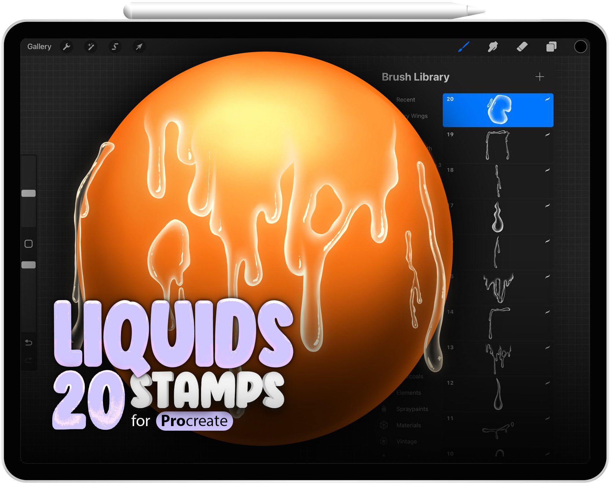 20 Procreate Liquids Brush Brushes