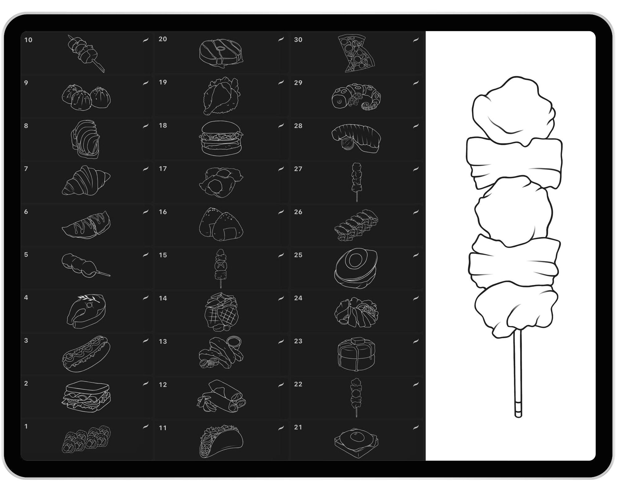 30 Procreate Dishes Stamp Brushes