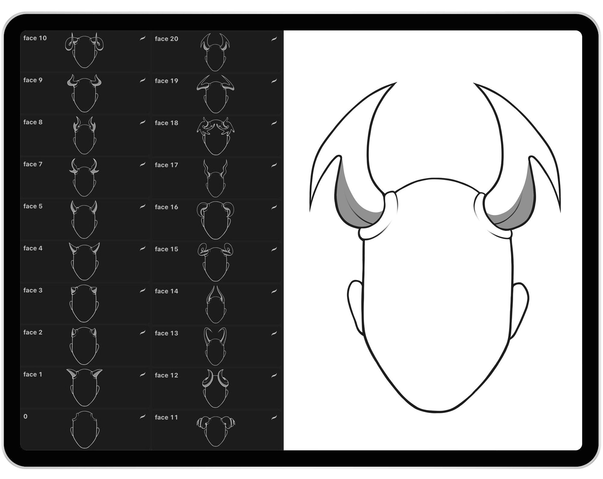 20 Procreate Horned Heads Stamp Brushes