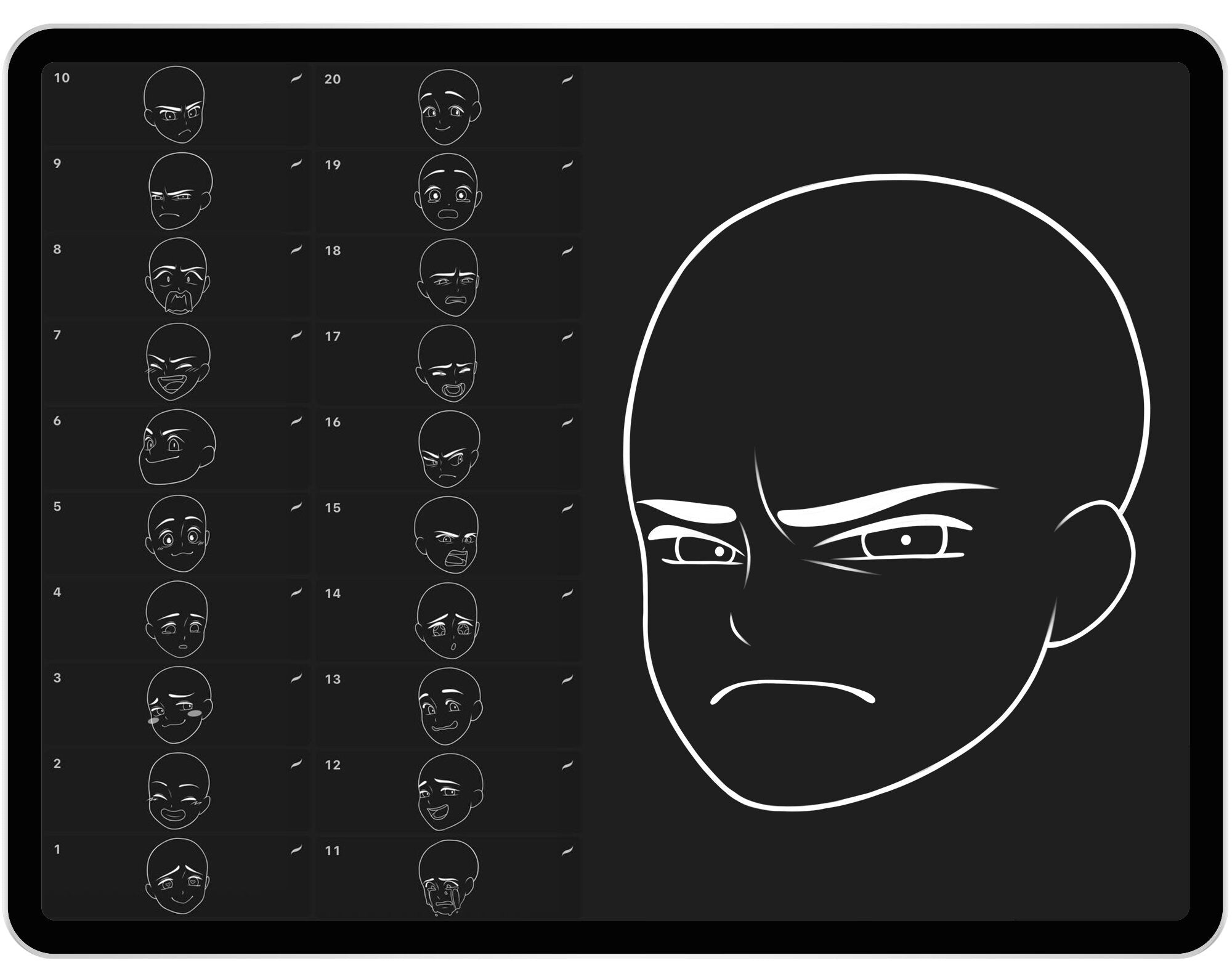 20 Procreate Anime Faces Stamp Brushes