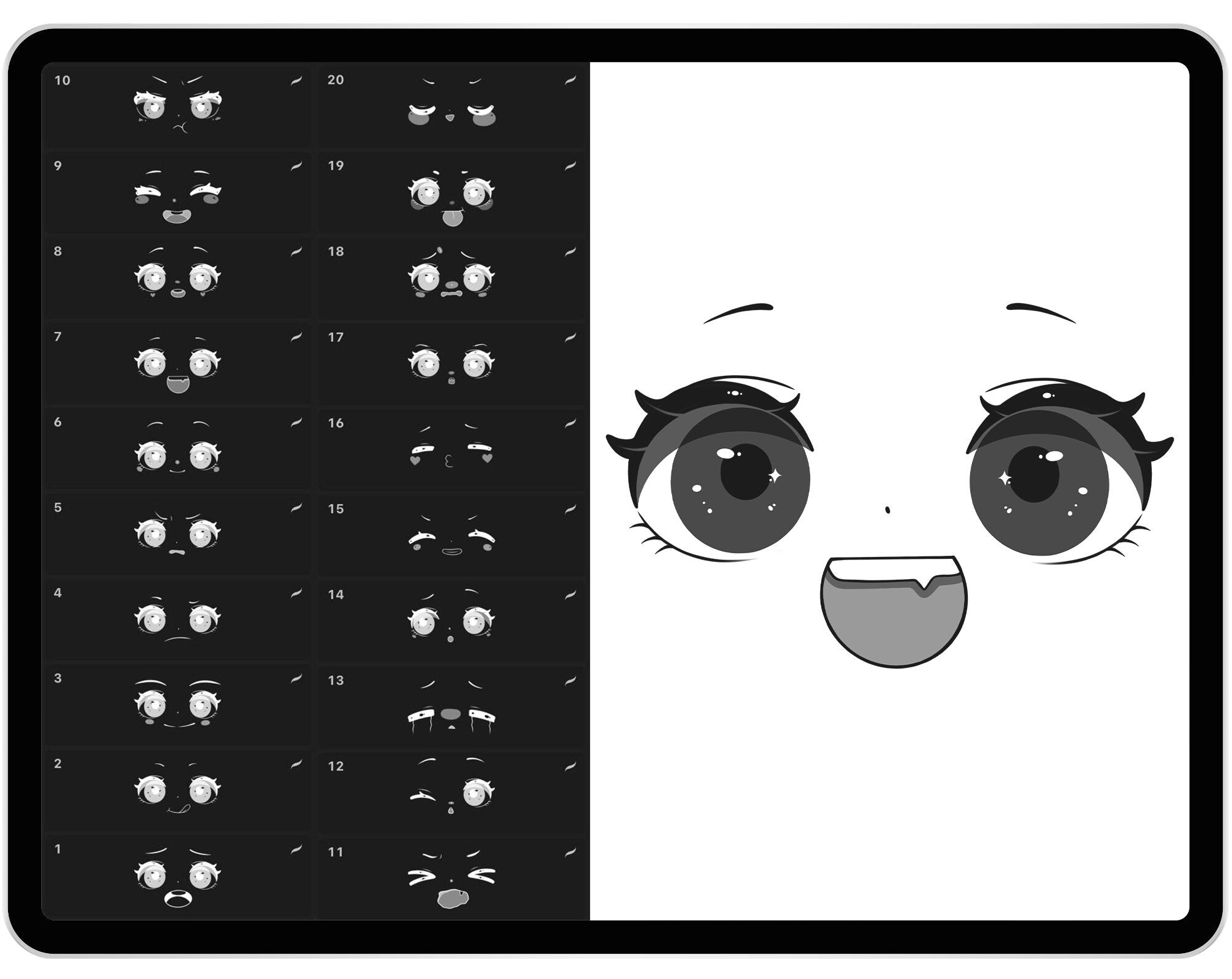 20 Procreate Chibi Faces Stamp Brushes