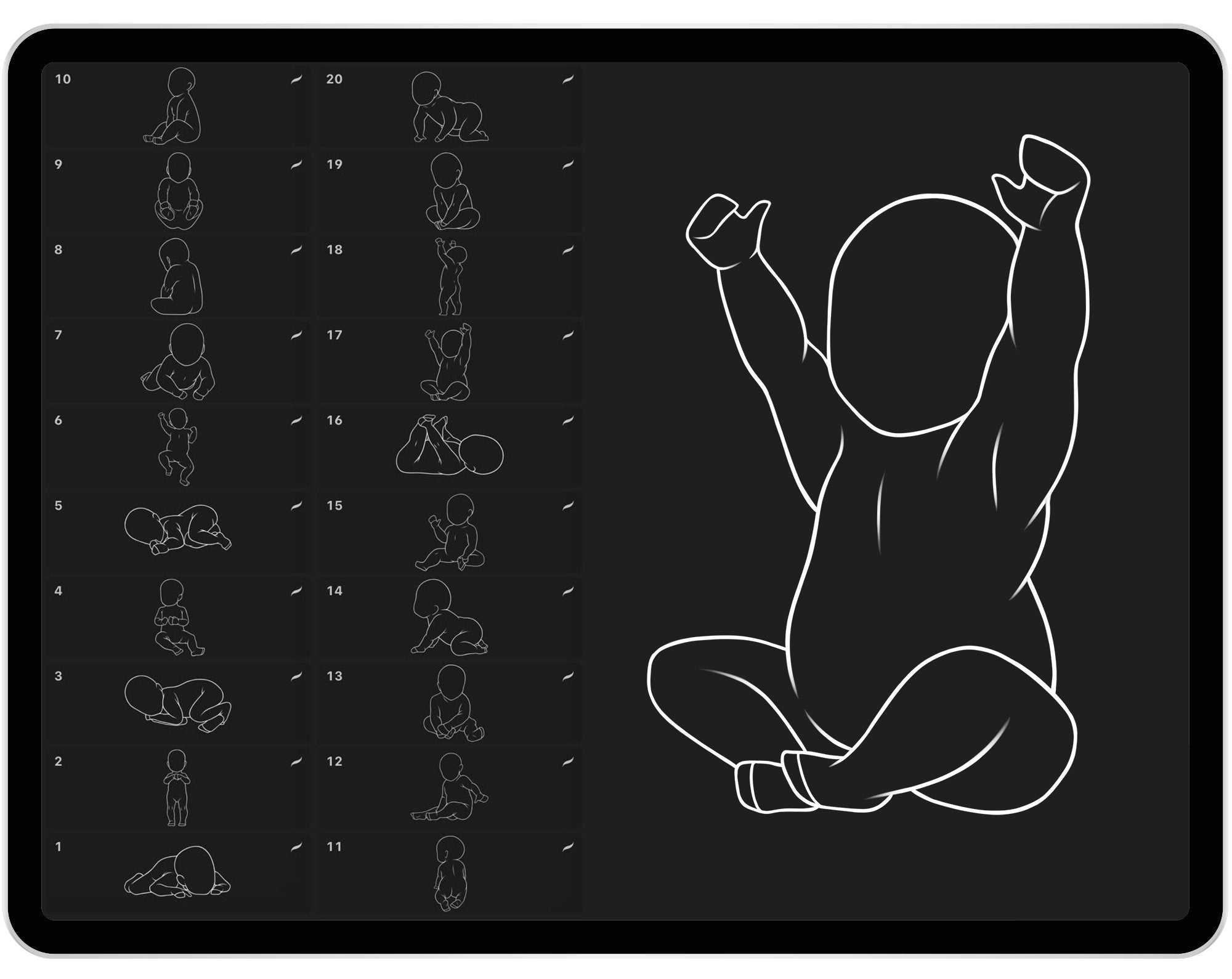 20 Procreate Baby Poses Stamp Brushes