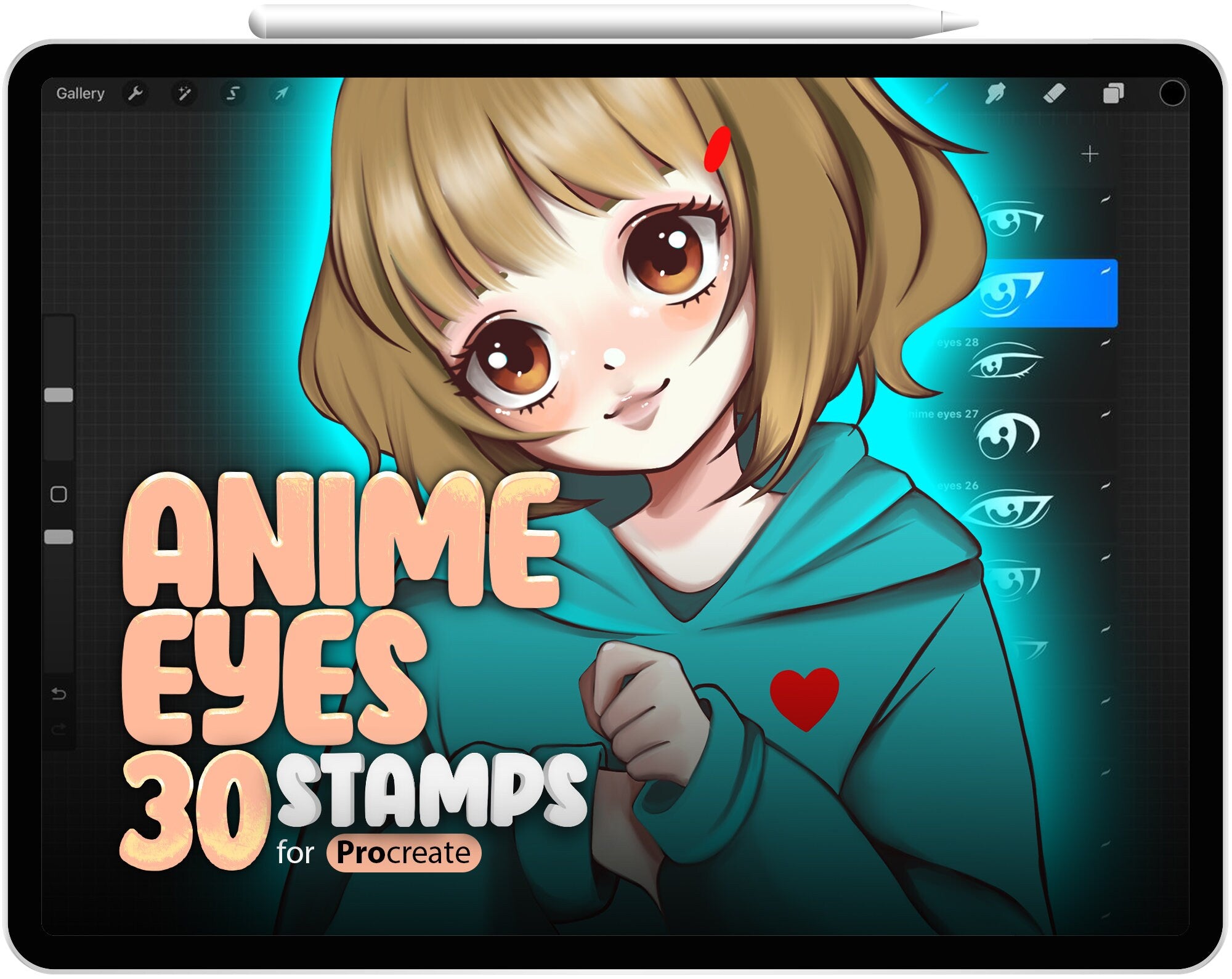 30 Procreate Anime Eyes Stamp Brushes