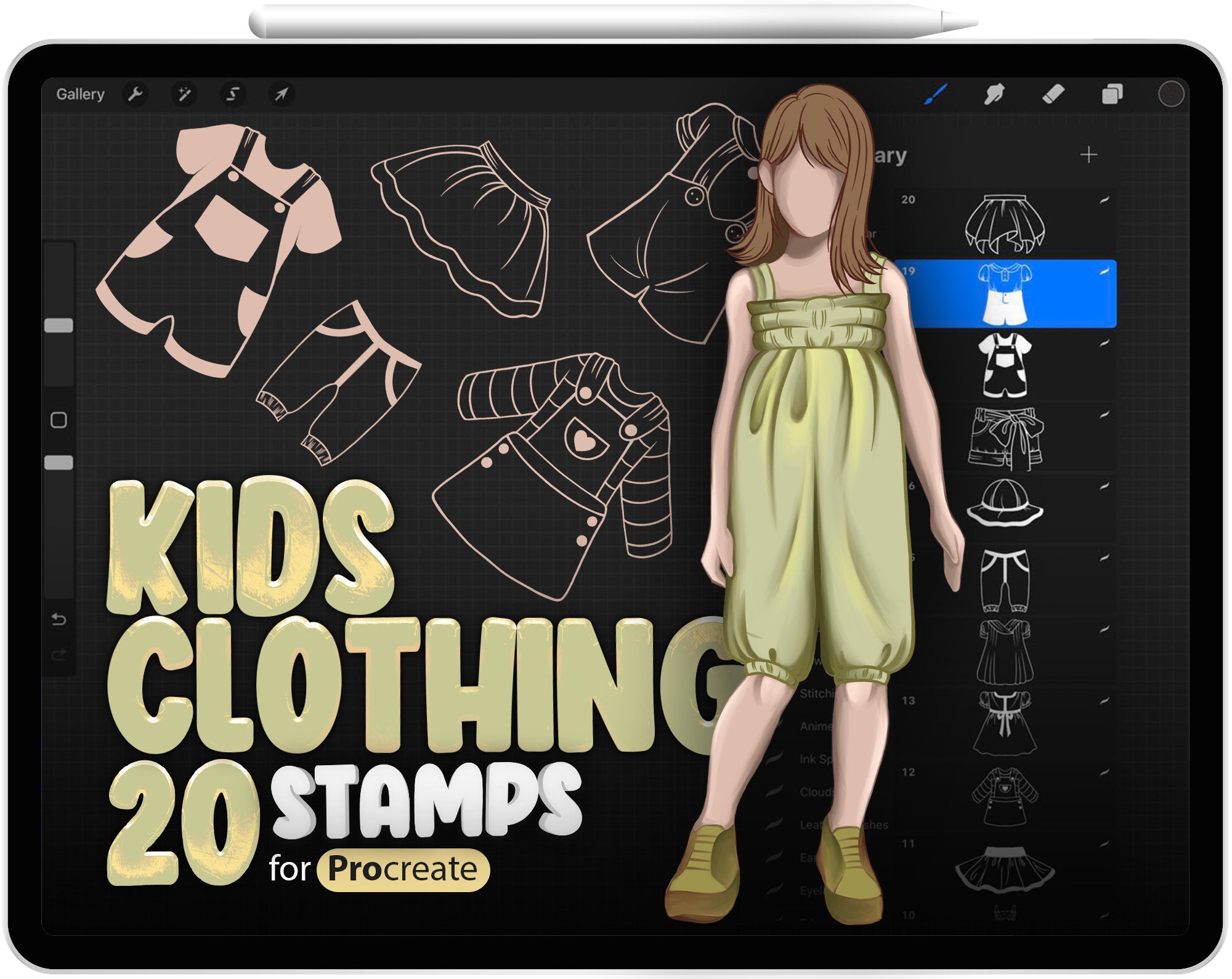 20 Procreate Children Wear Stamp Brushes