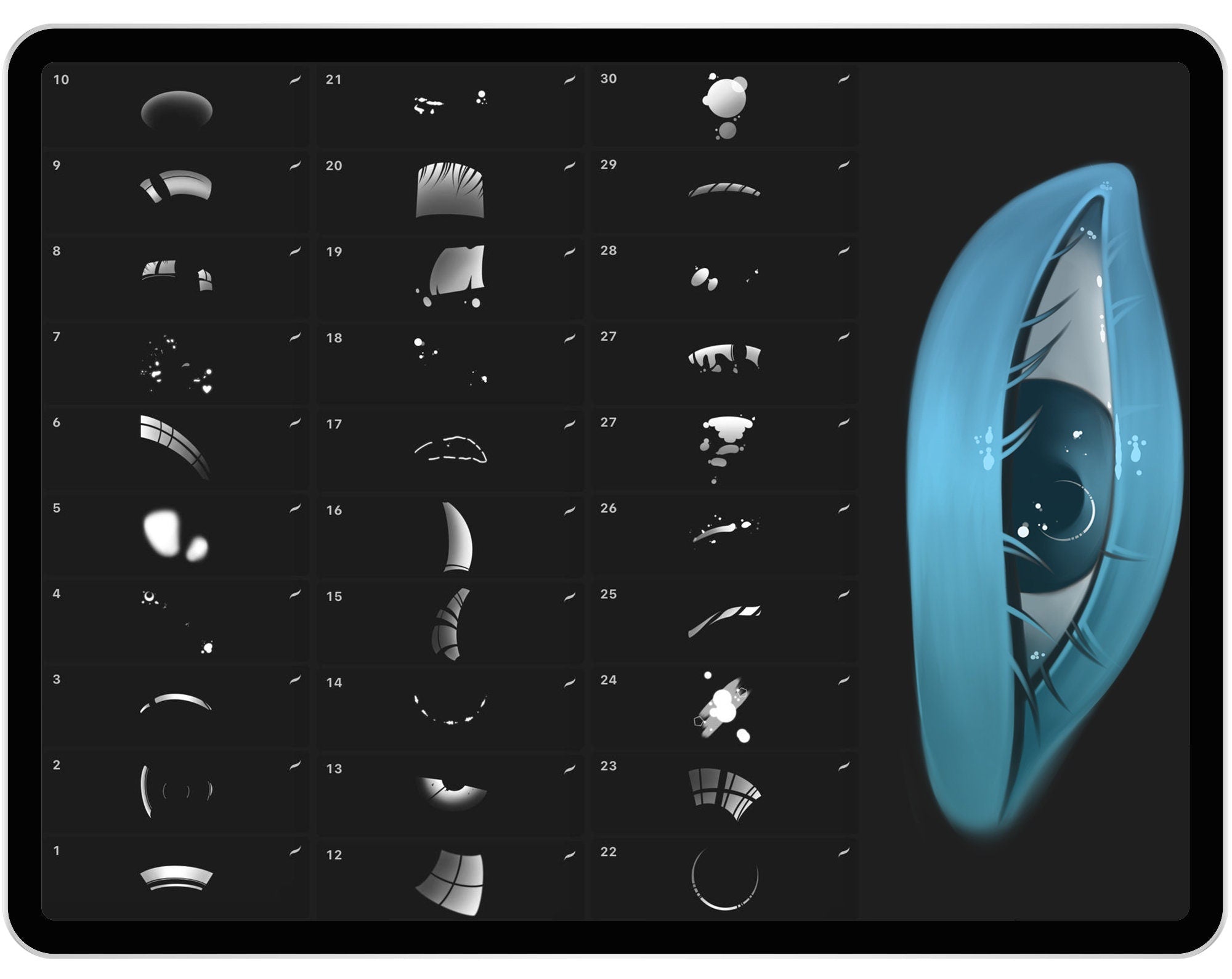 30 Eyes Glare Brushes for Procreate
