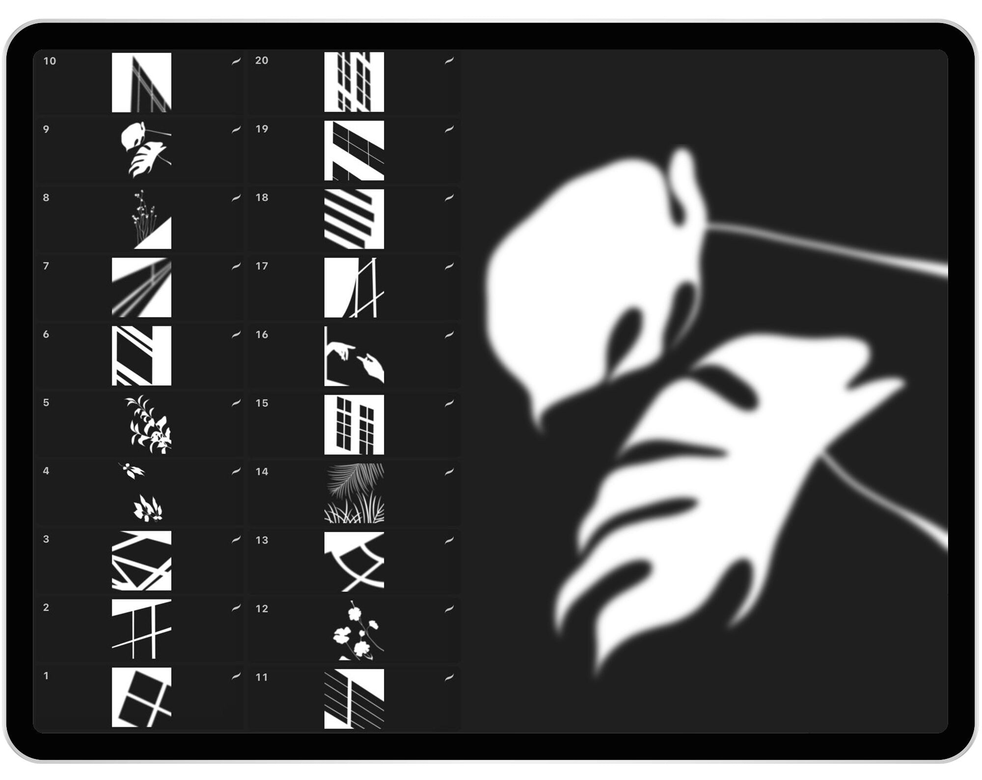 30 Shadow Brushes for Procreate