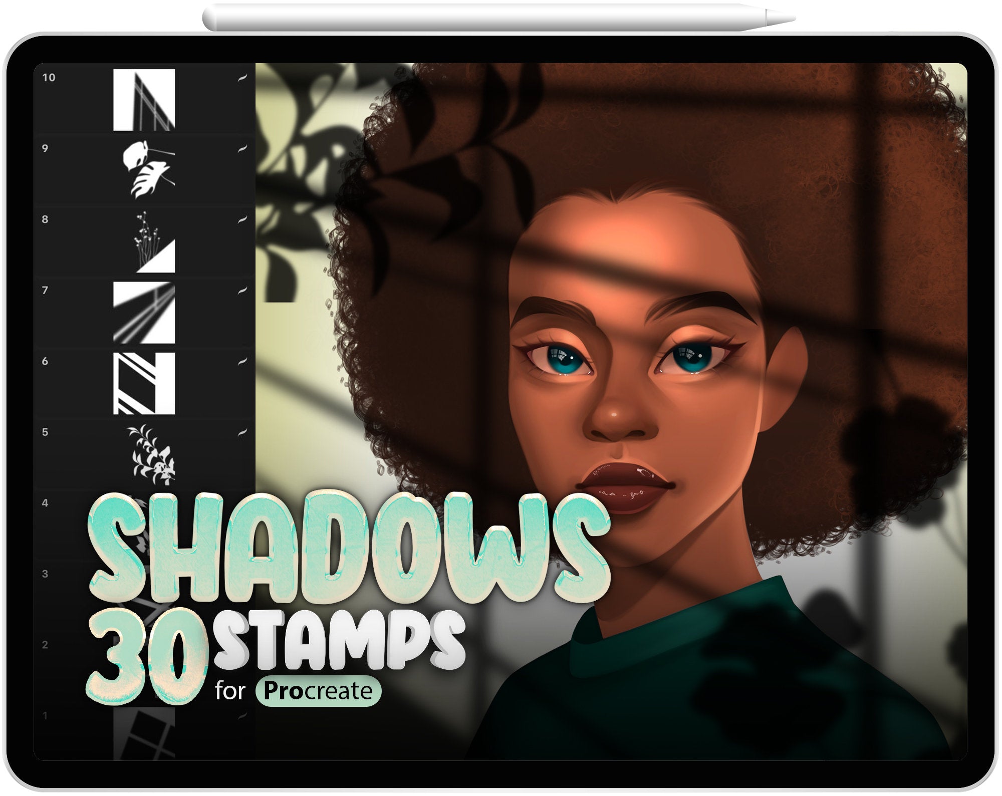 30 Shadow Brushes for Procreate
