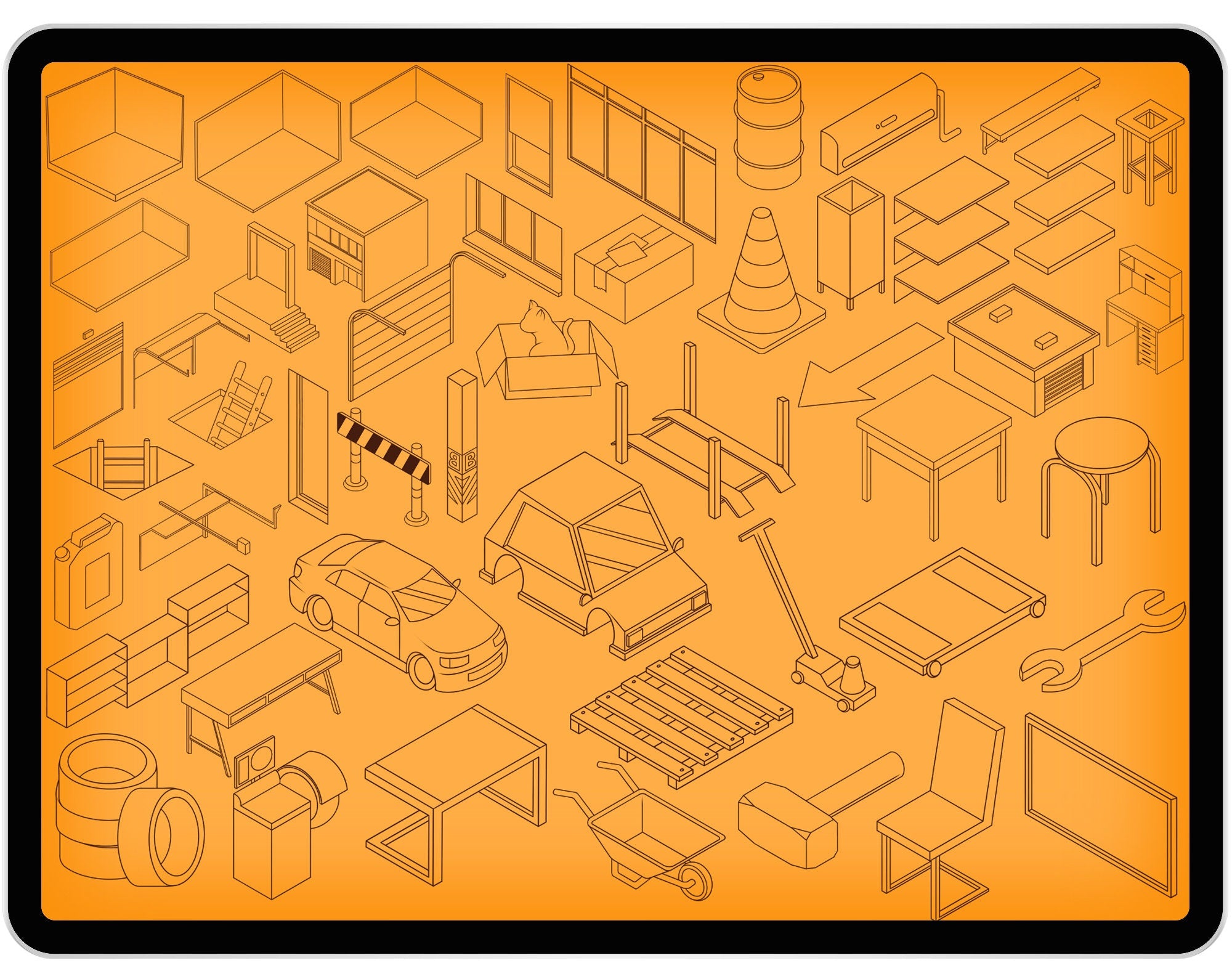 50 Garage Isometric Brush for Procreate