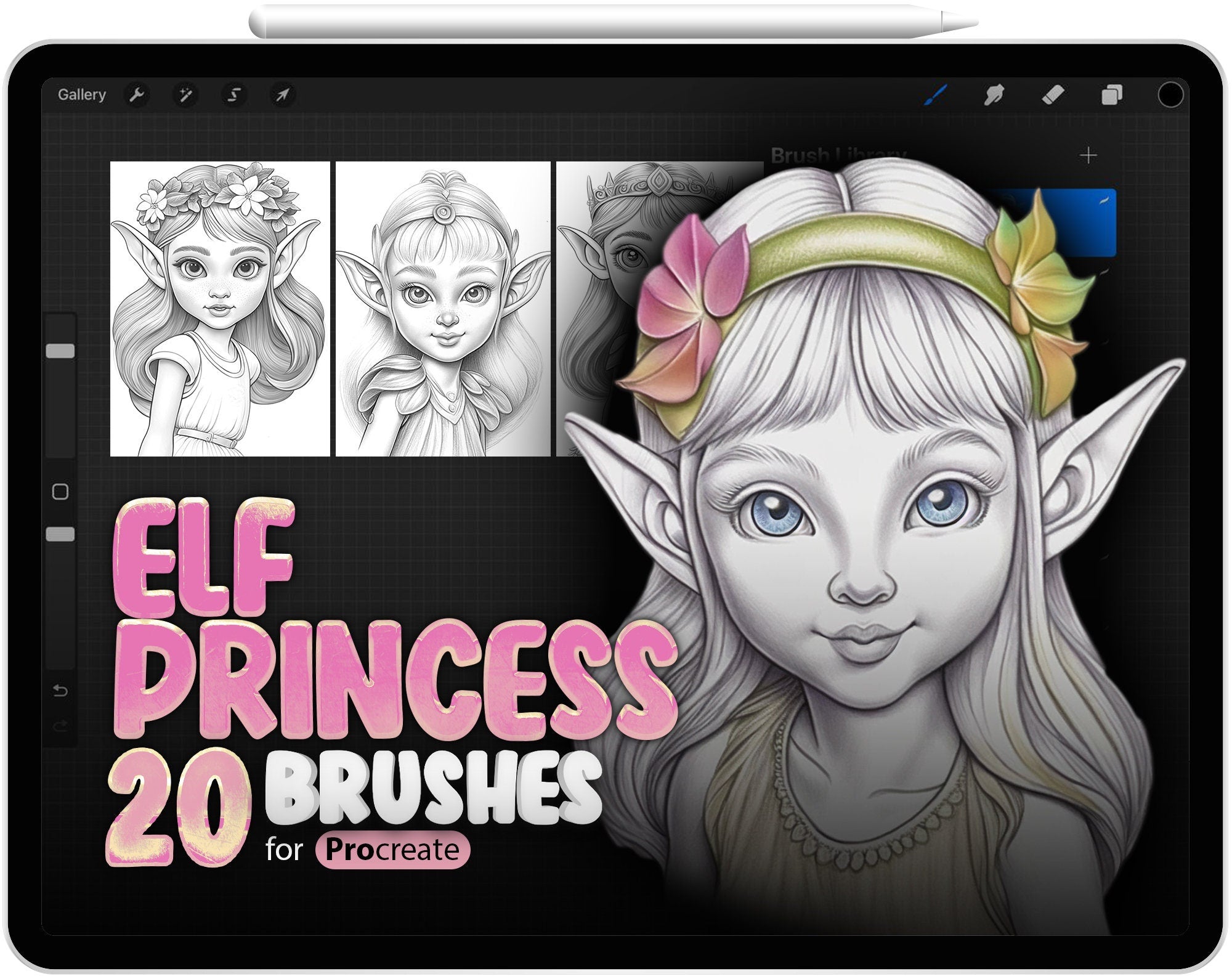20 Elf Princess Brush for Procreate