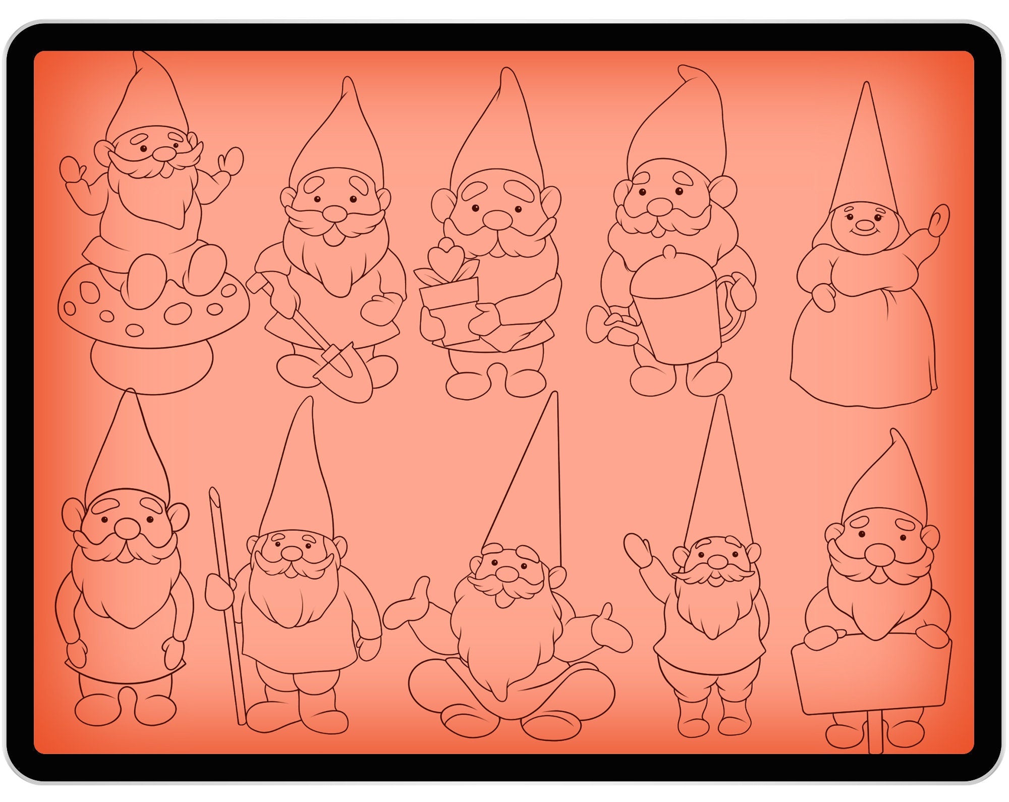 20 Summer Gnomes Brushes for Procreate