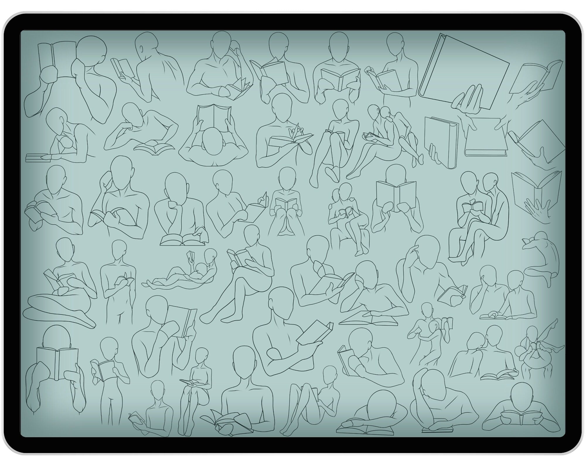 50 People Reading Books Brush for Procreate