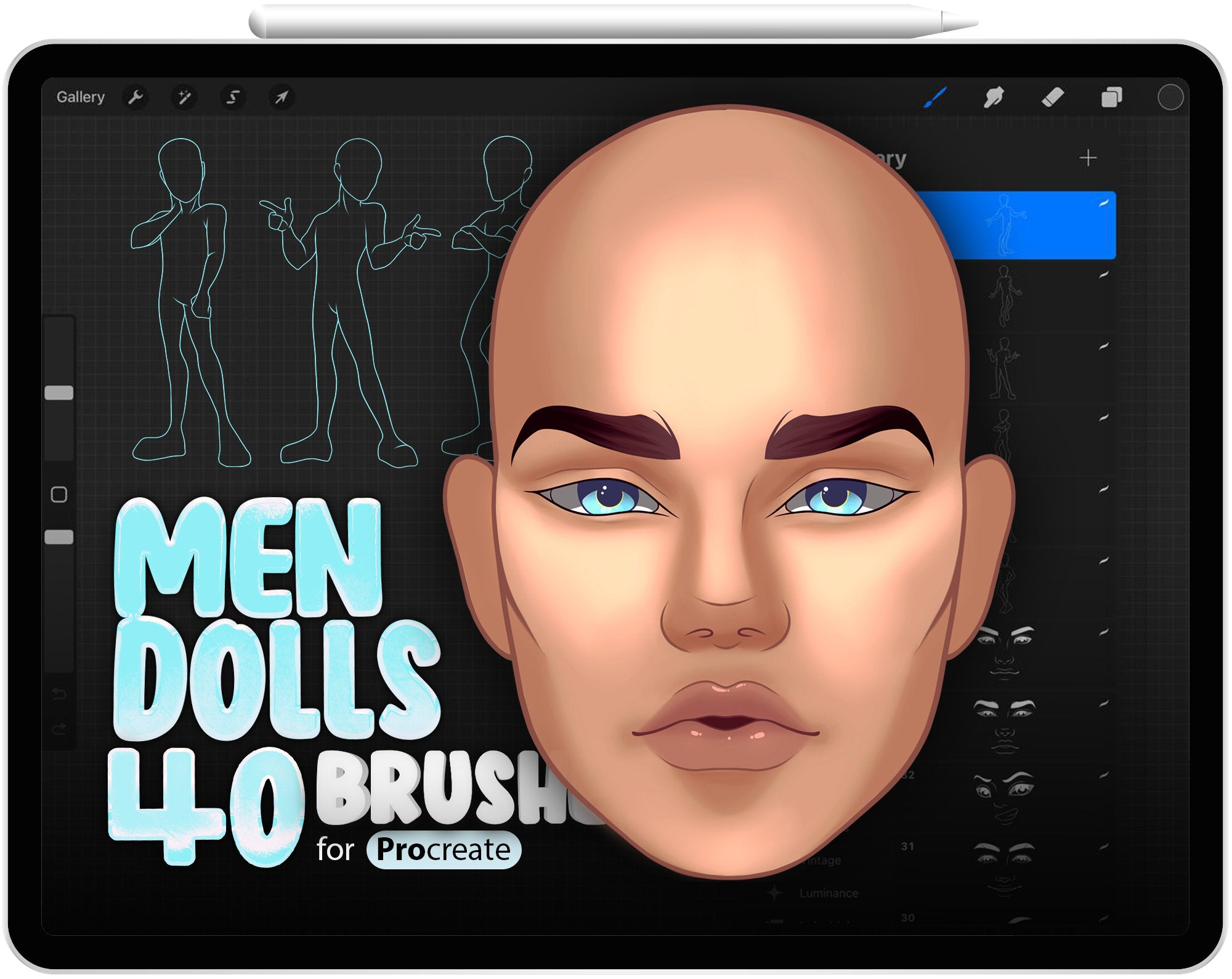 40 Men Dolls Brushes for Procreate, Boy Doll Constructor Stamps for Procreate, Boy Doll Builderr Stamps for Procreate, Doll Maker Procreate