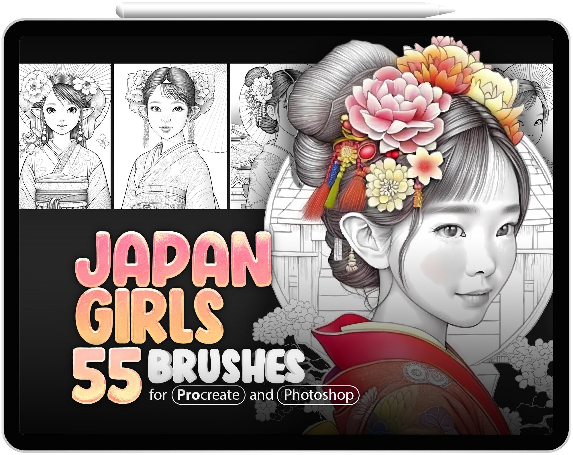 55 Japan Girls Brushes for Procreate and Photoshop