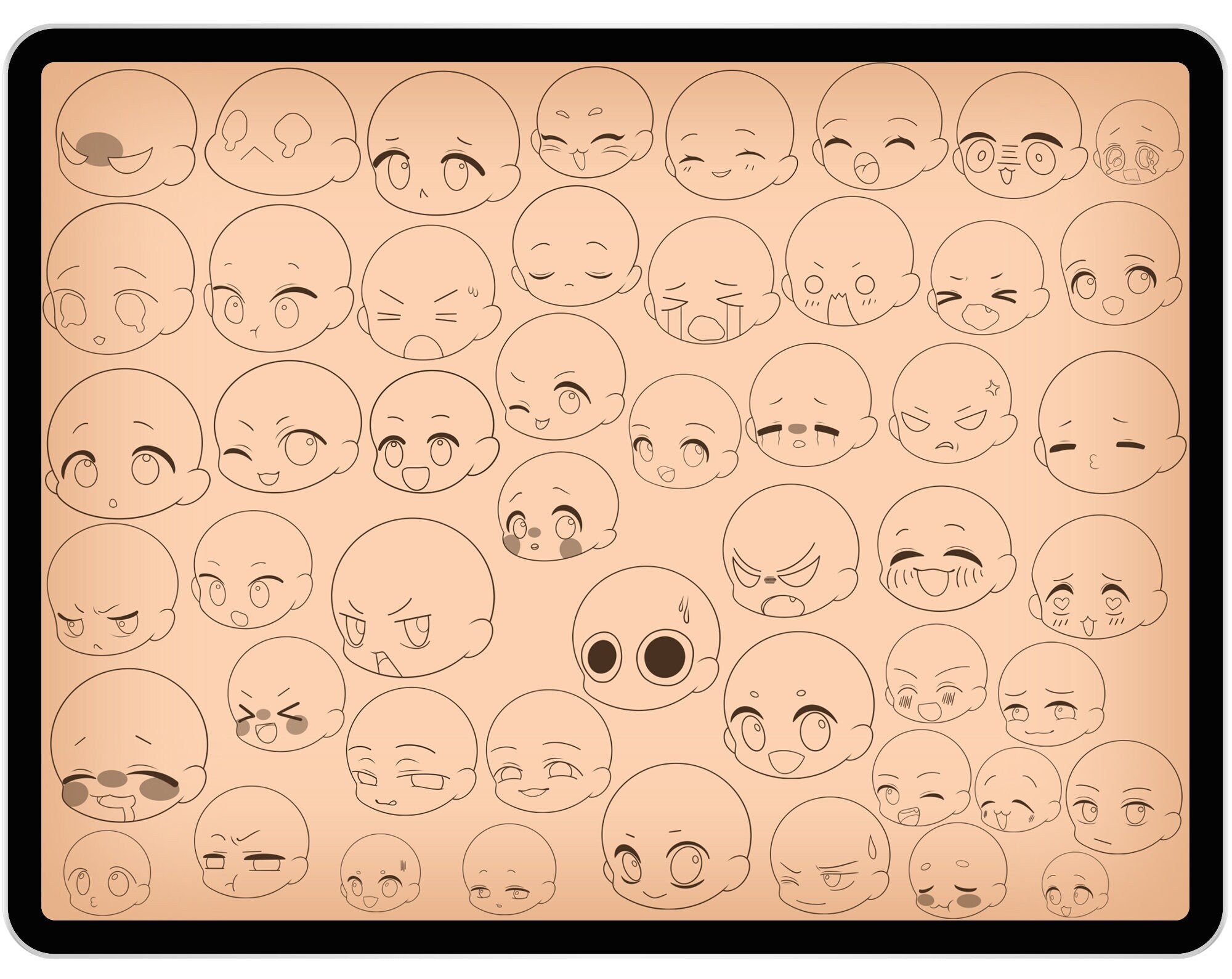 50 Chibi Emotion Brushes for Procreate