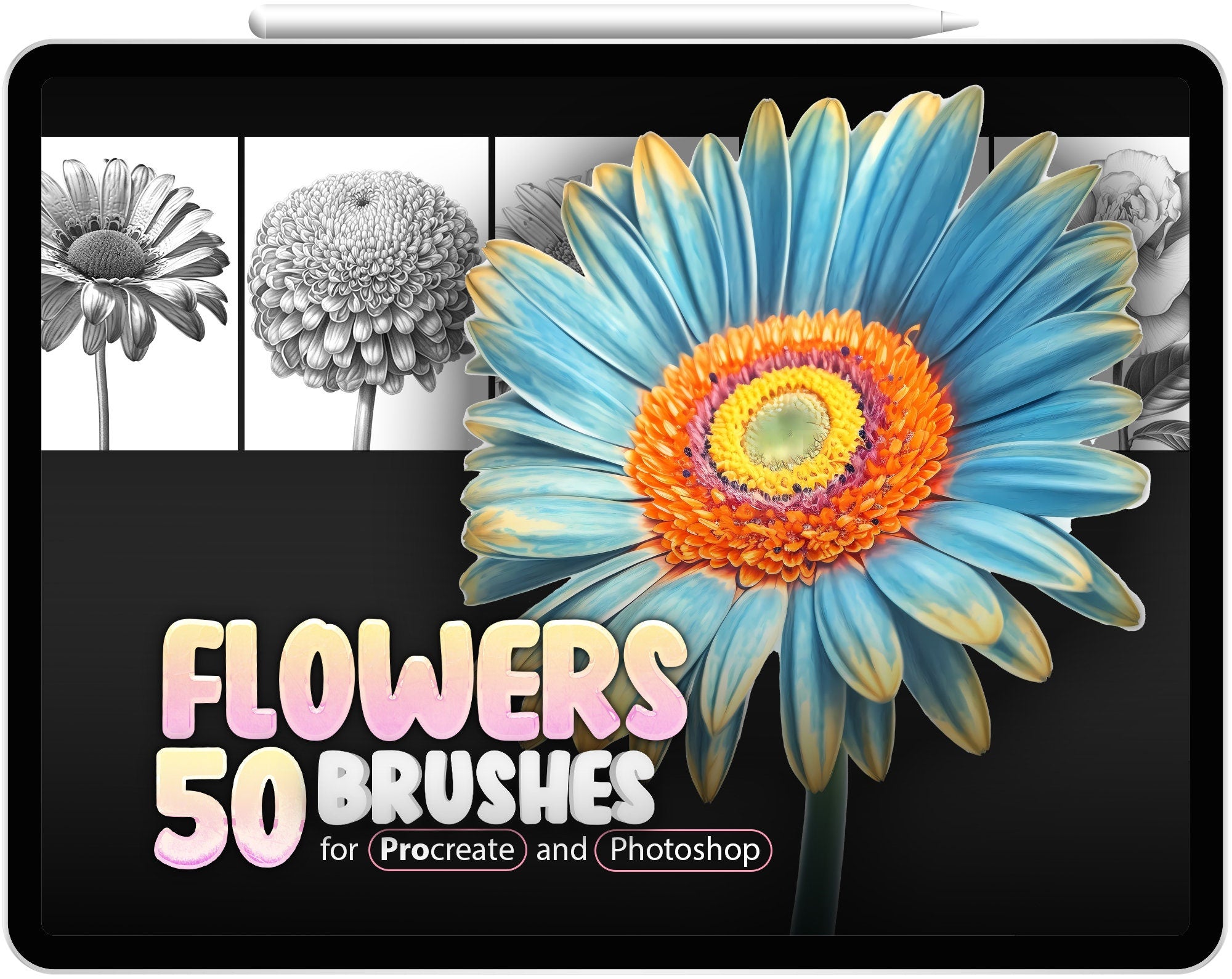 50 Flowers Procreate Brushes