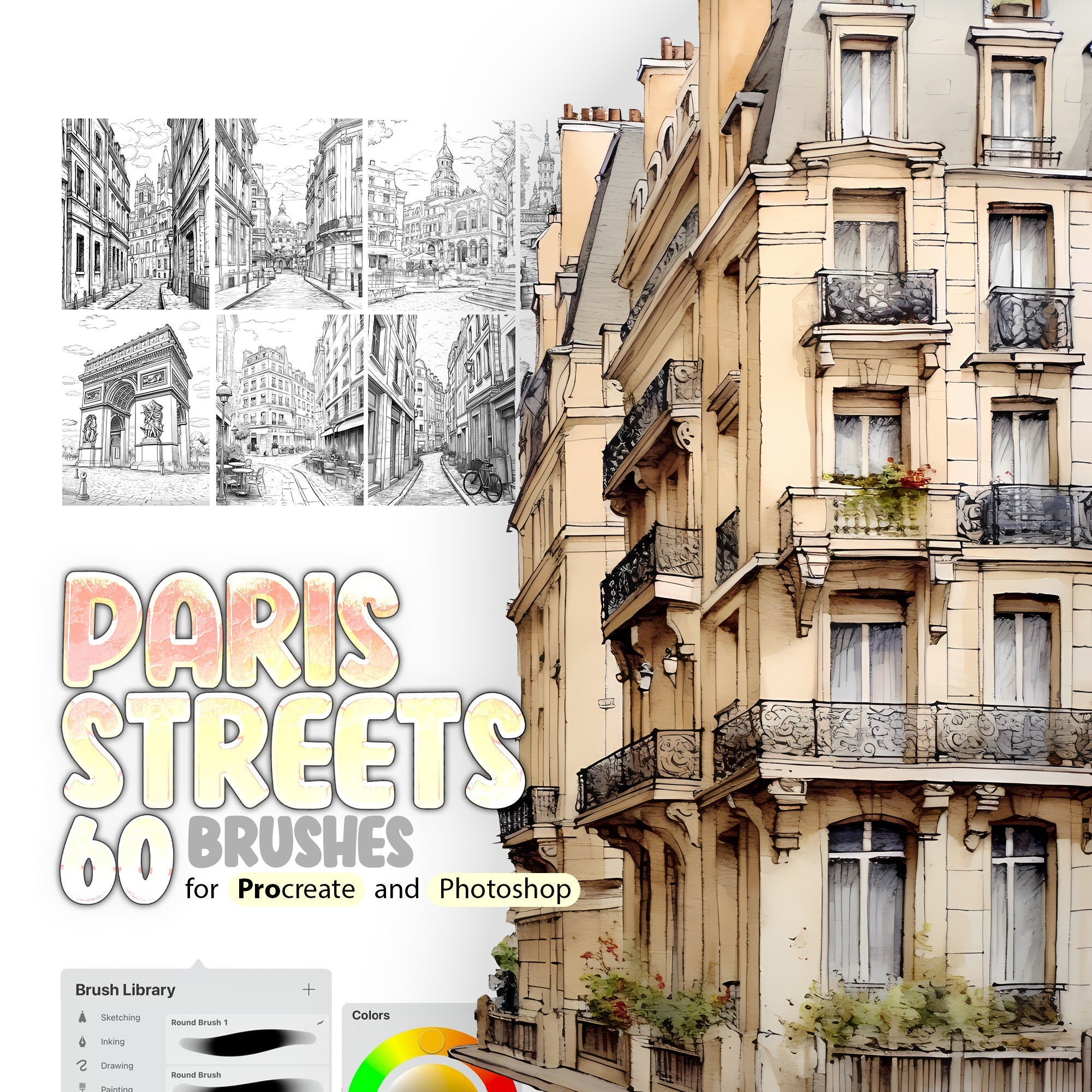 60 Paris Streets Brushes for Procreate and Photoshop