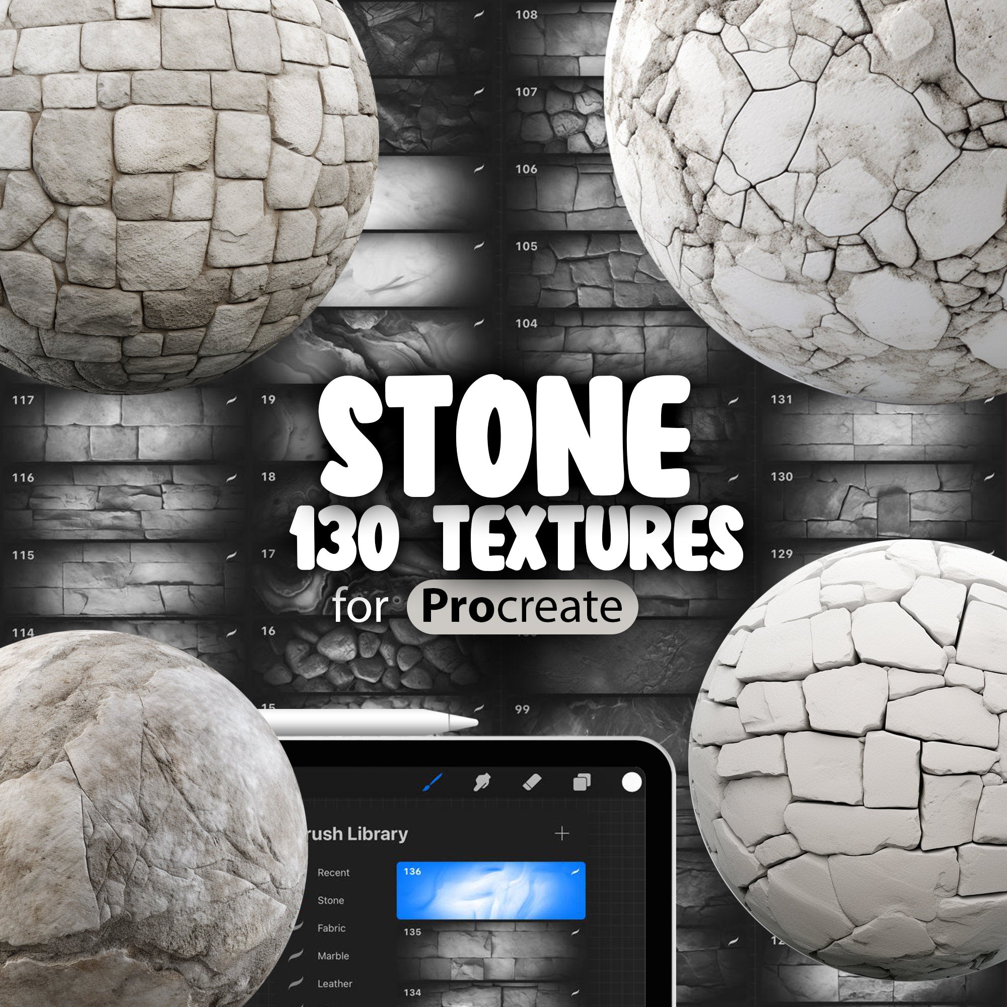 130 Procreate Stone Texture Brushes