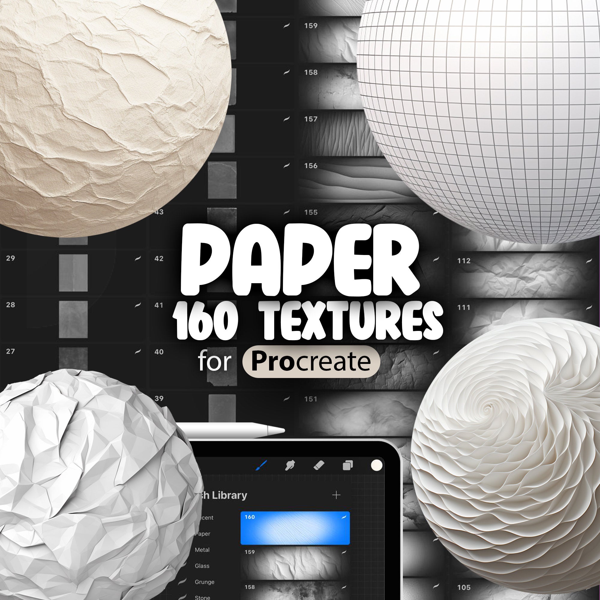 160 Procreate Paper Texture Brushes