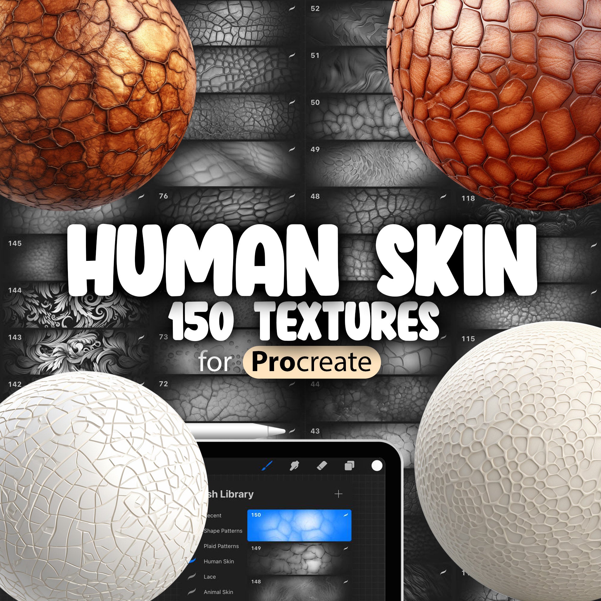 150 Procreate Human Skin Texture Brushes