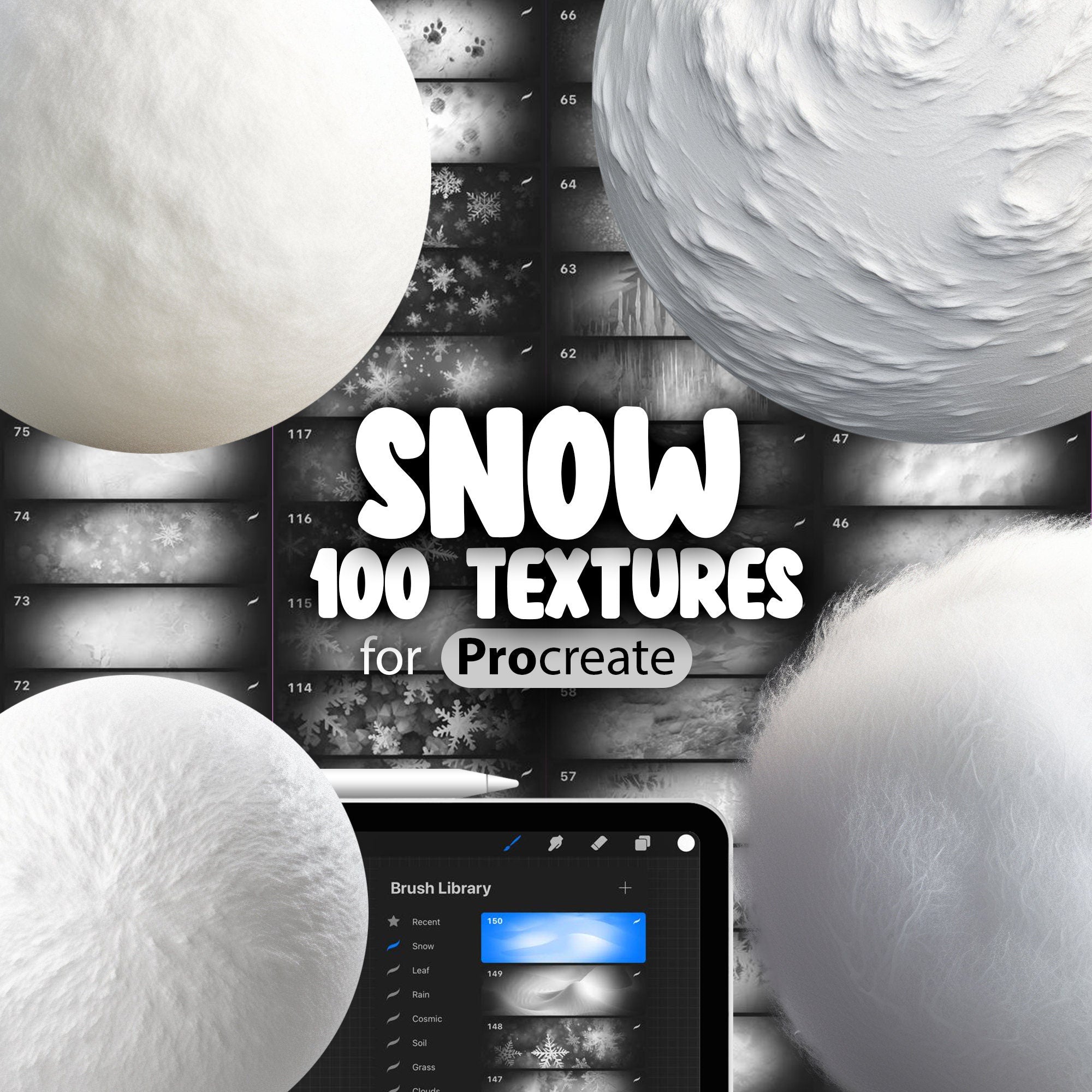 150 Procreate Snow Texture Brushes