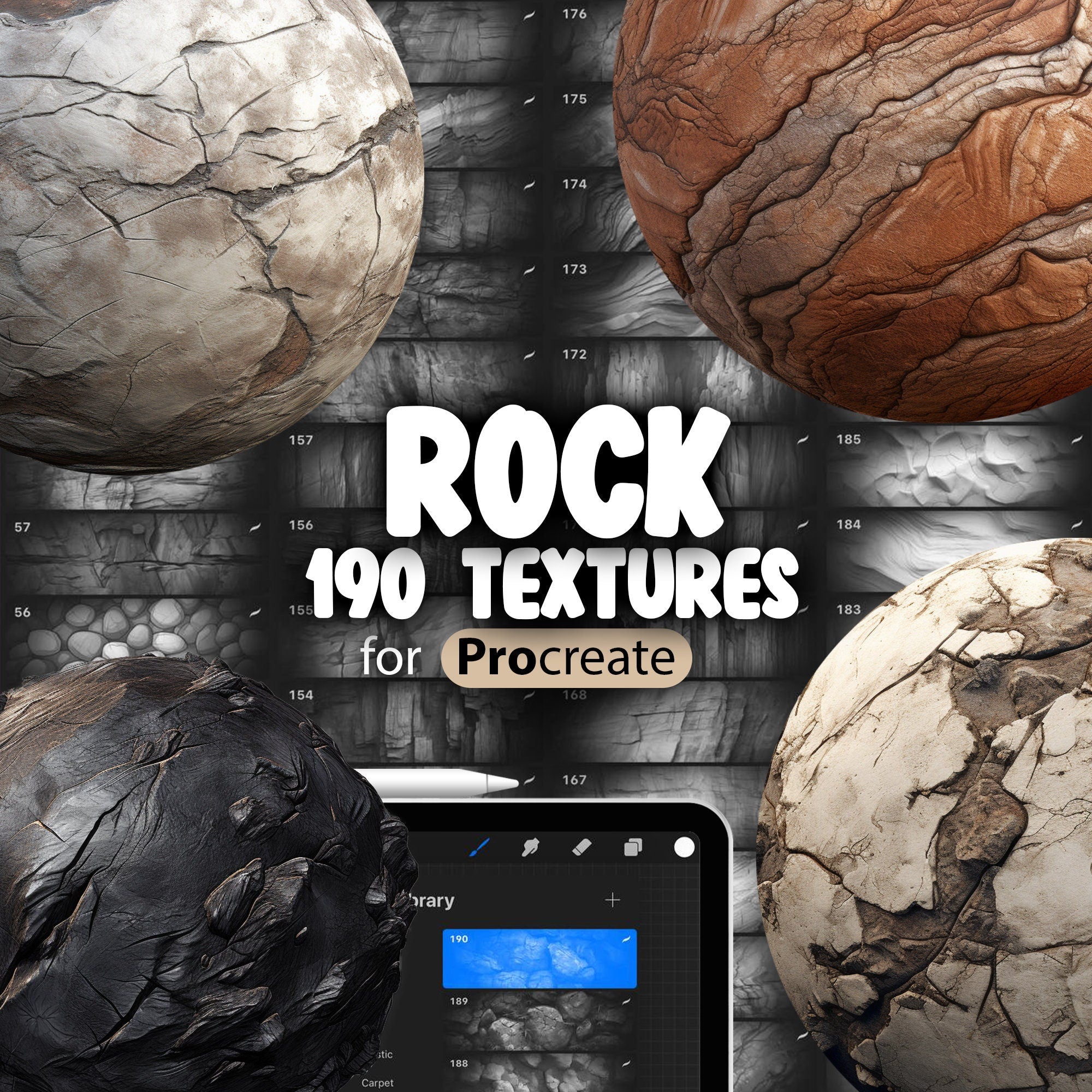 190 Procreate Rock Texture Brushes
