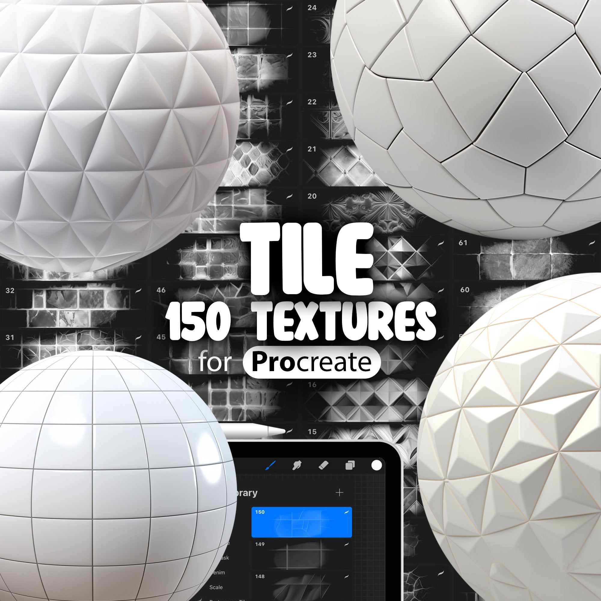 150 Procreate Tile Texture Brushes