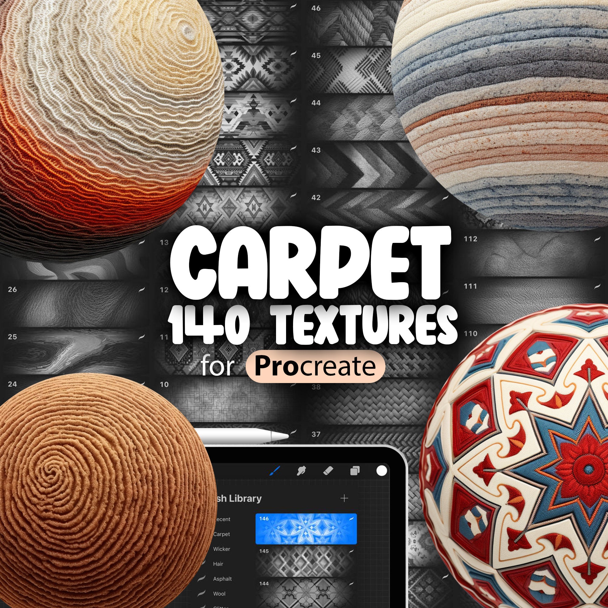 140 Procreate Carpet Texture Brushes