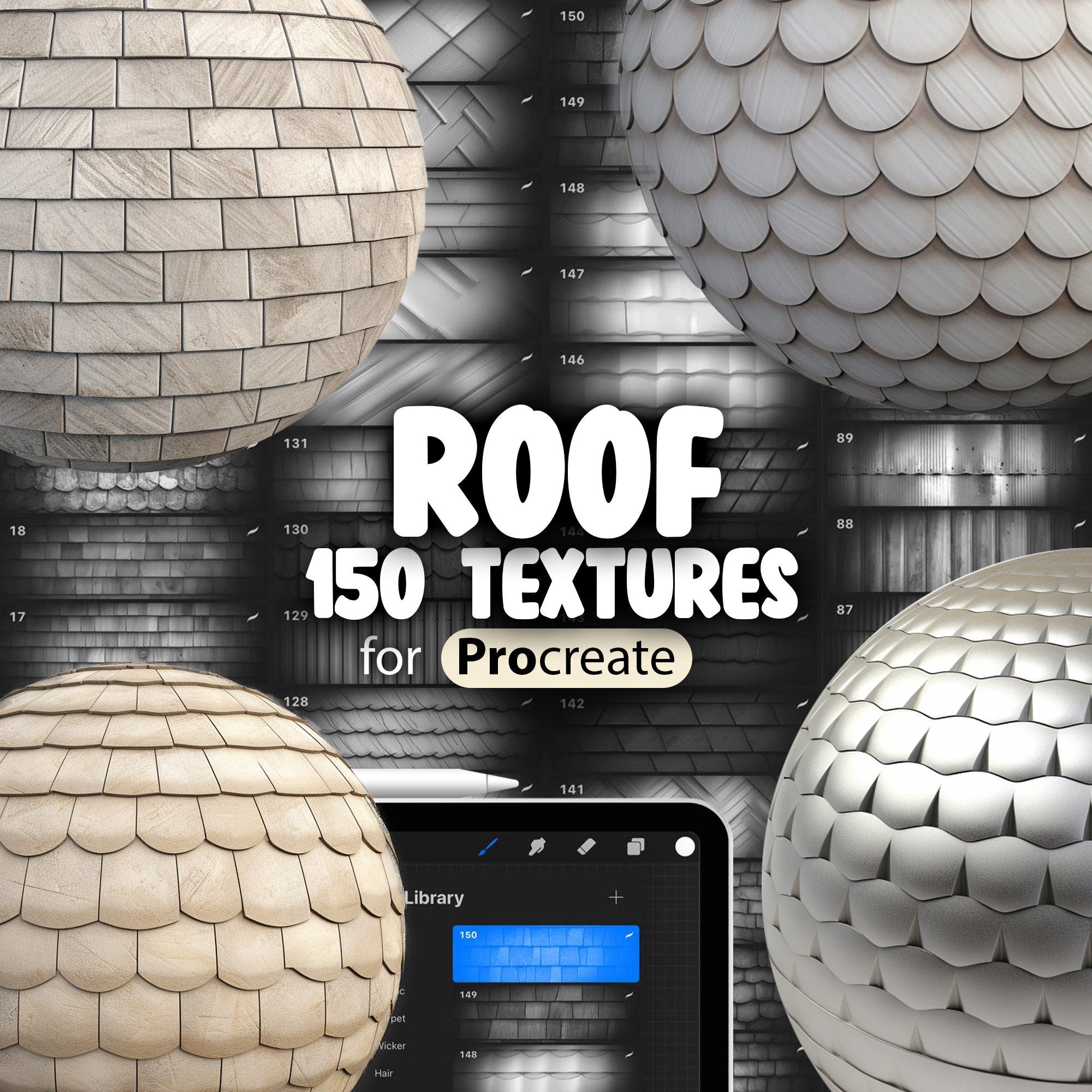 150 Procreate Roof Texture Brushes