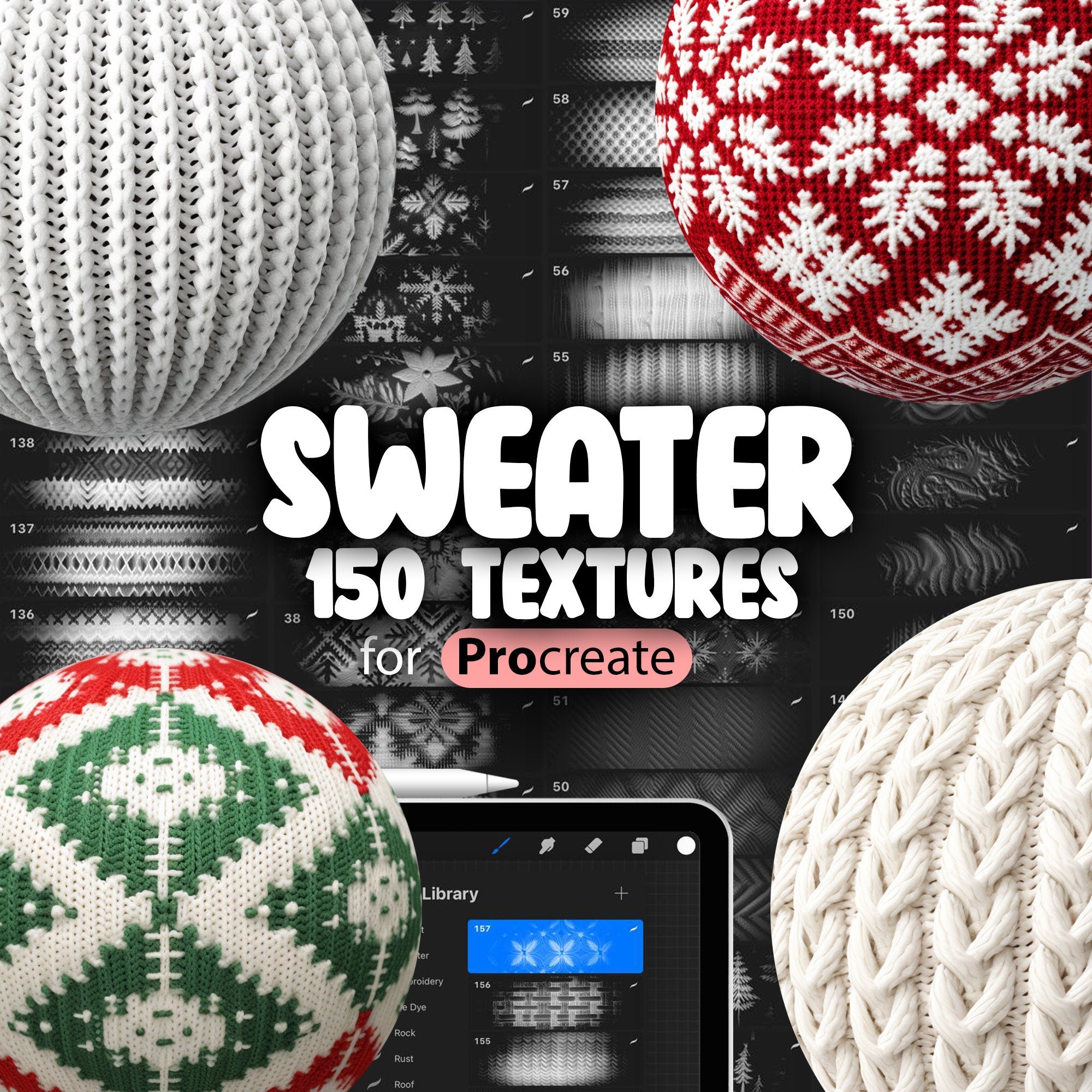 150 Procreate Sweater Texture Brushes
