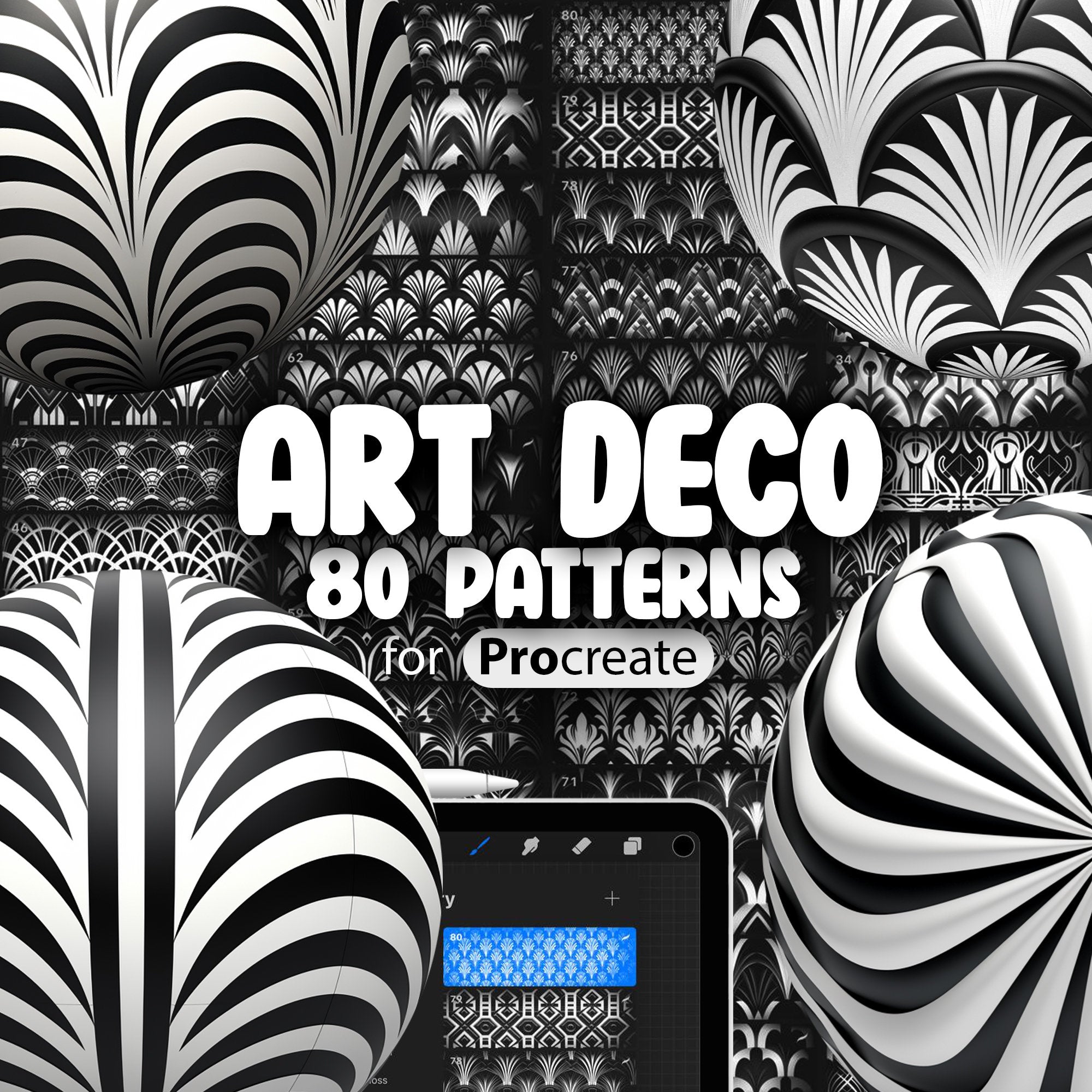 80 Procreate Art Deco Pattern Brushes