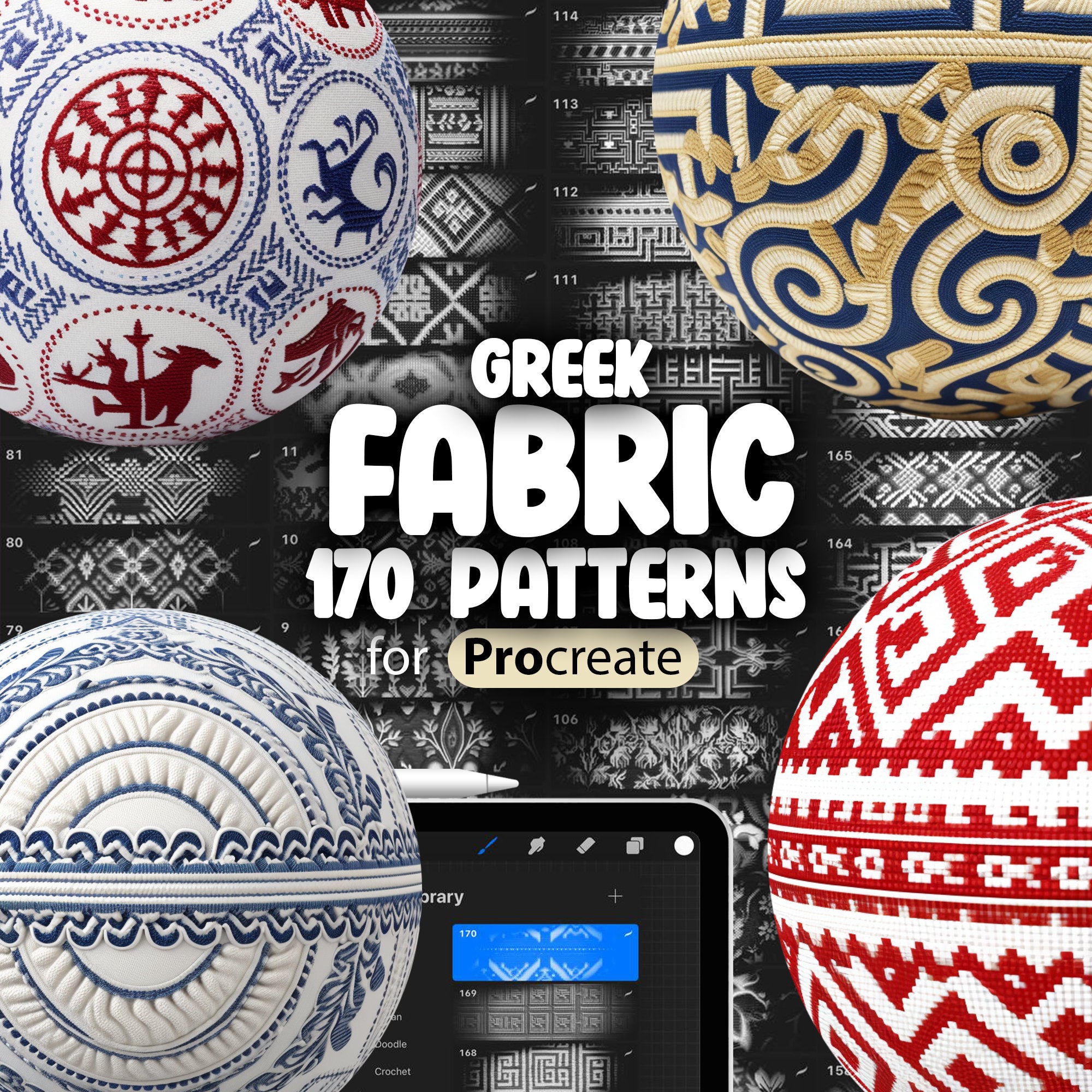 170 Procreate Greek Pattern Brushes