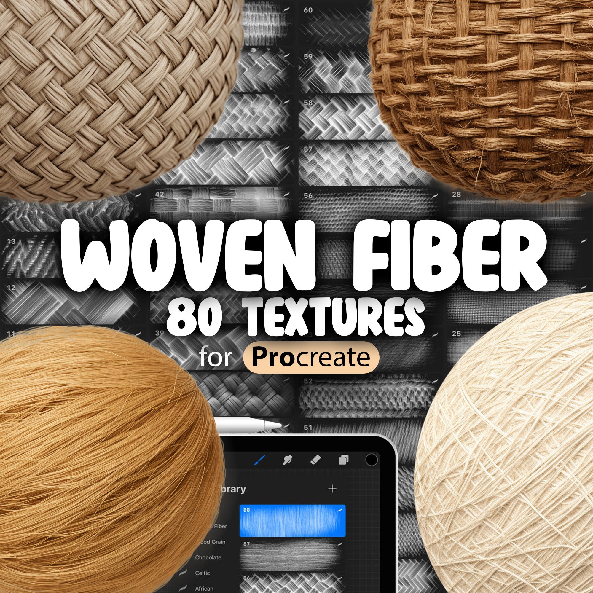 80 Procreate Woven Fiber Texture Brushes