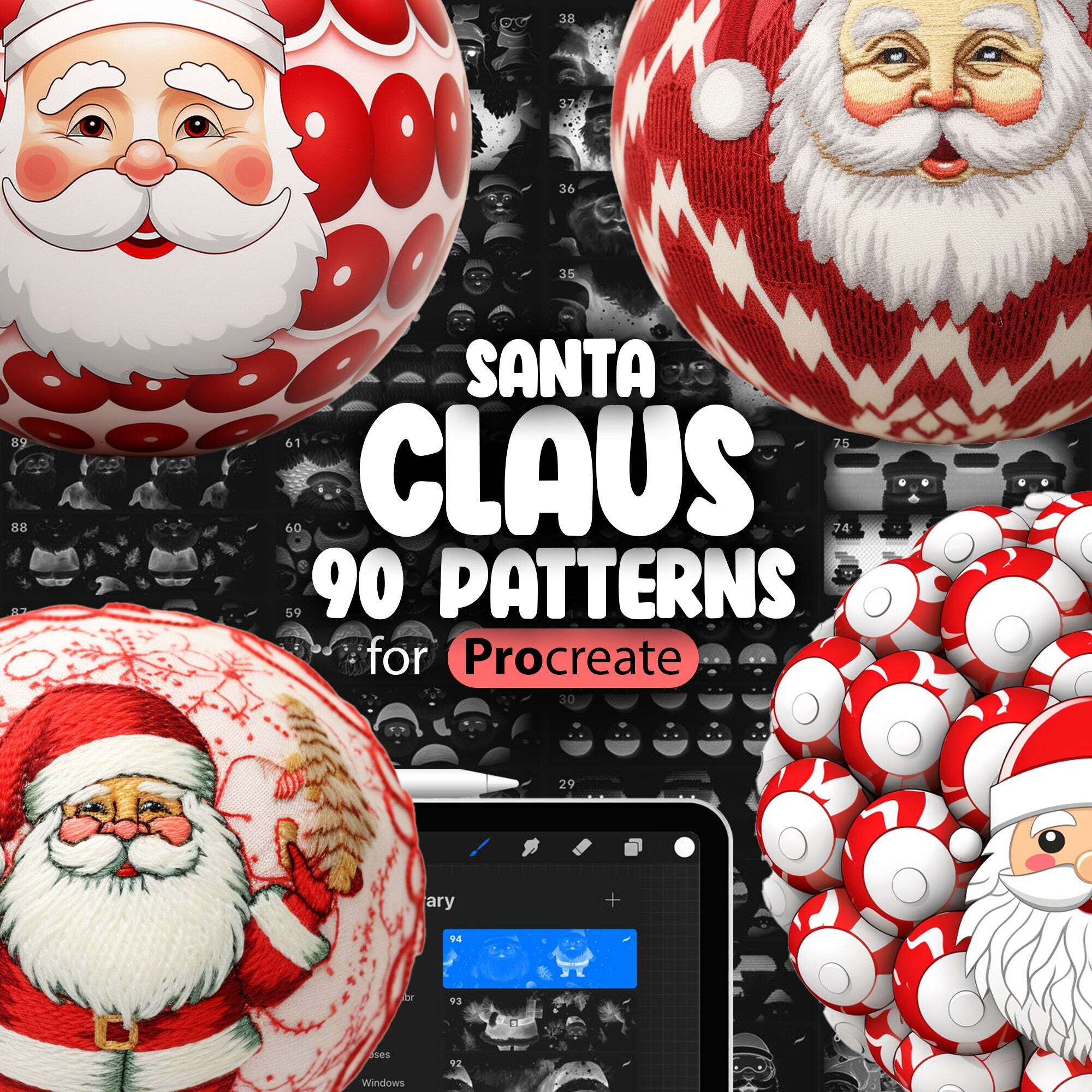 90 Procreate Santa Claus Pattern Brushes