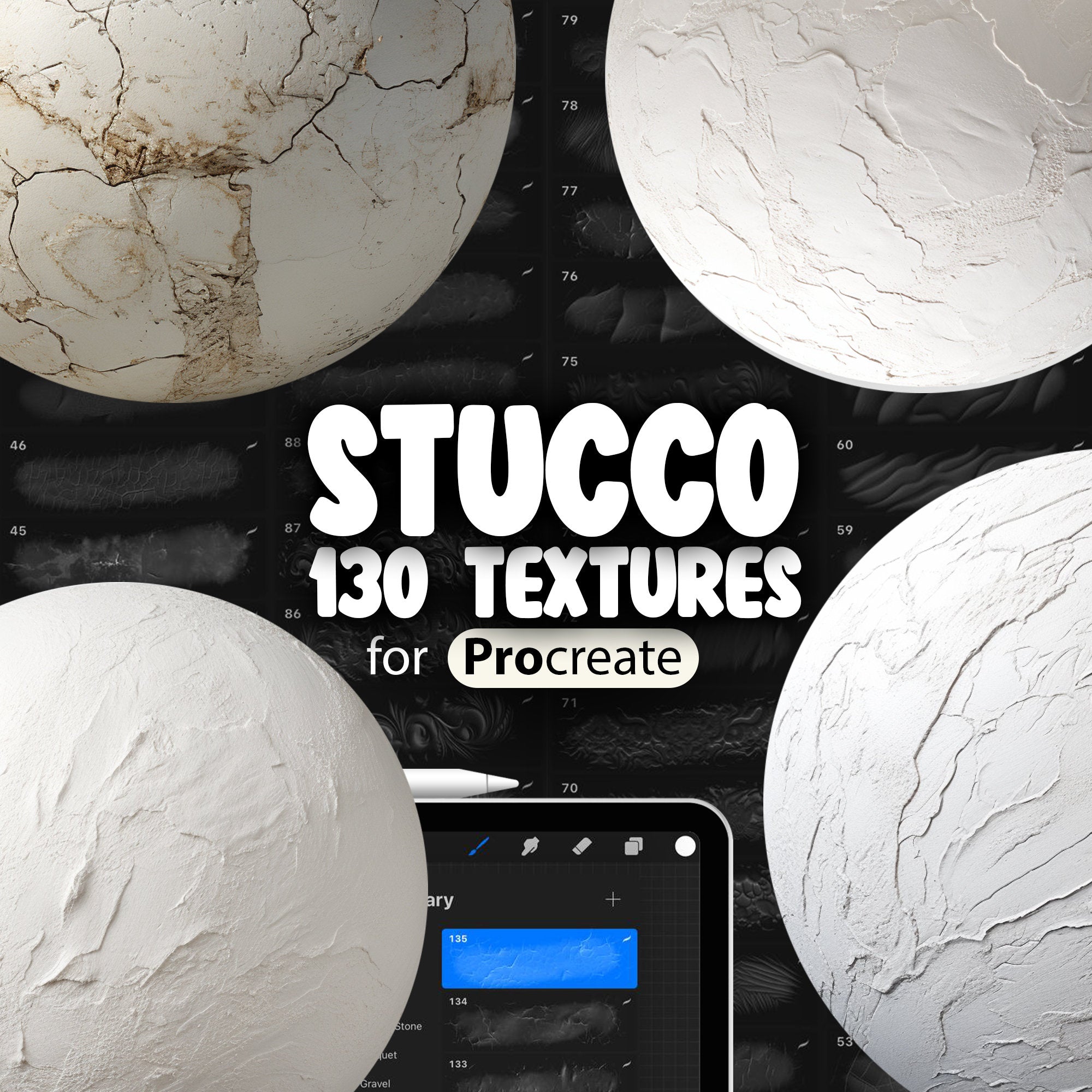 130 Procreate Stucco Texture Brushes