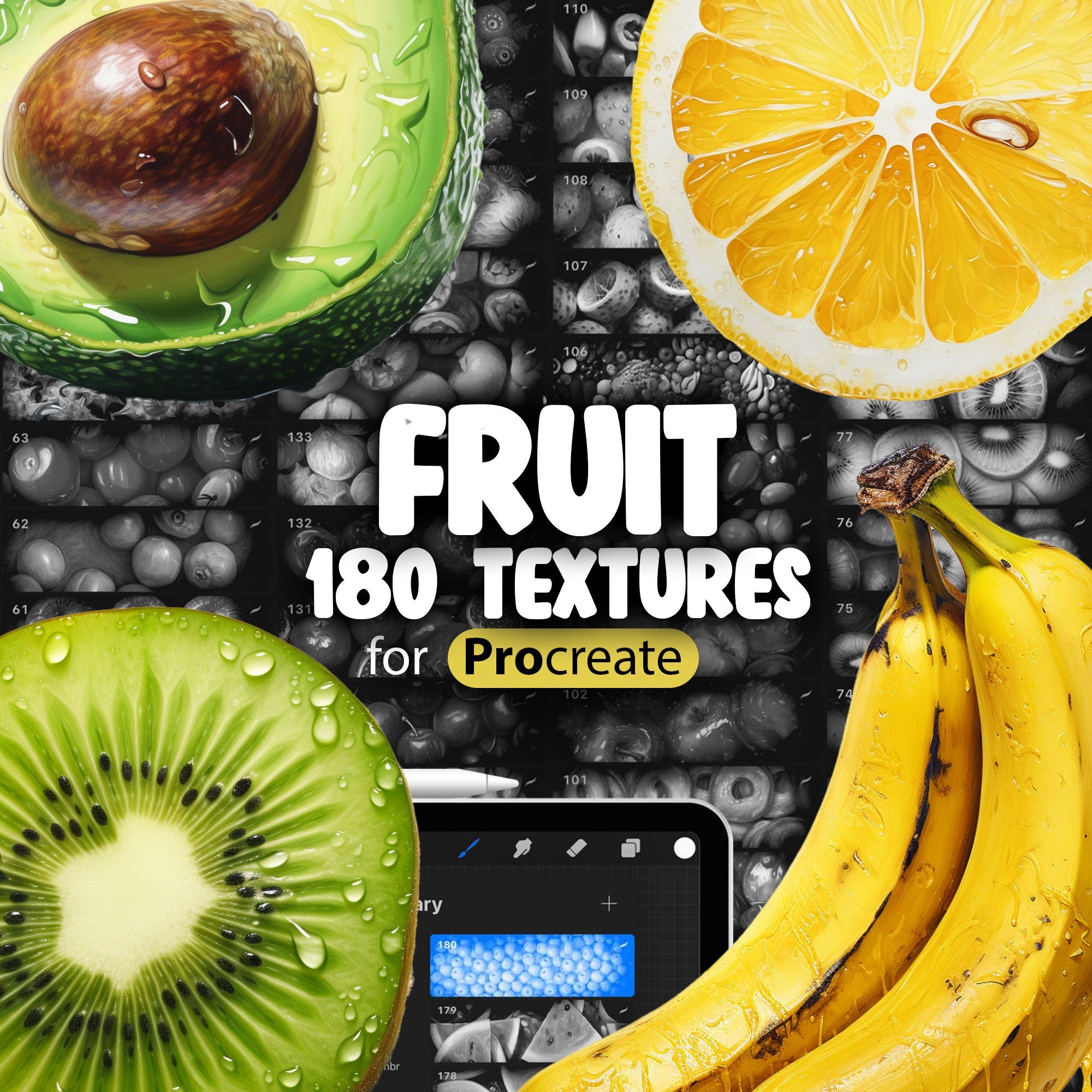 180 Procreate Fruit Texture Brushes