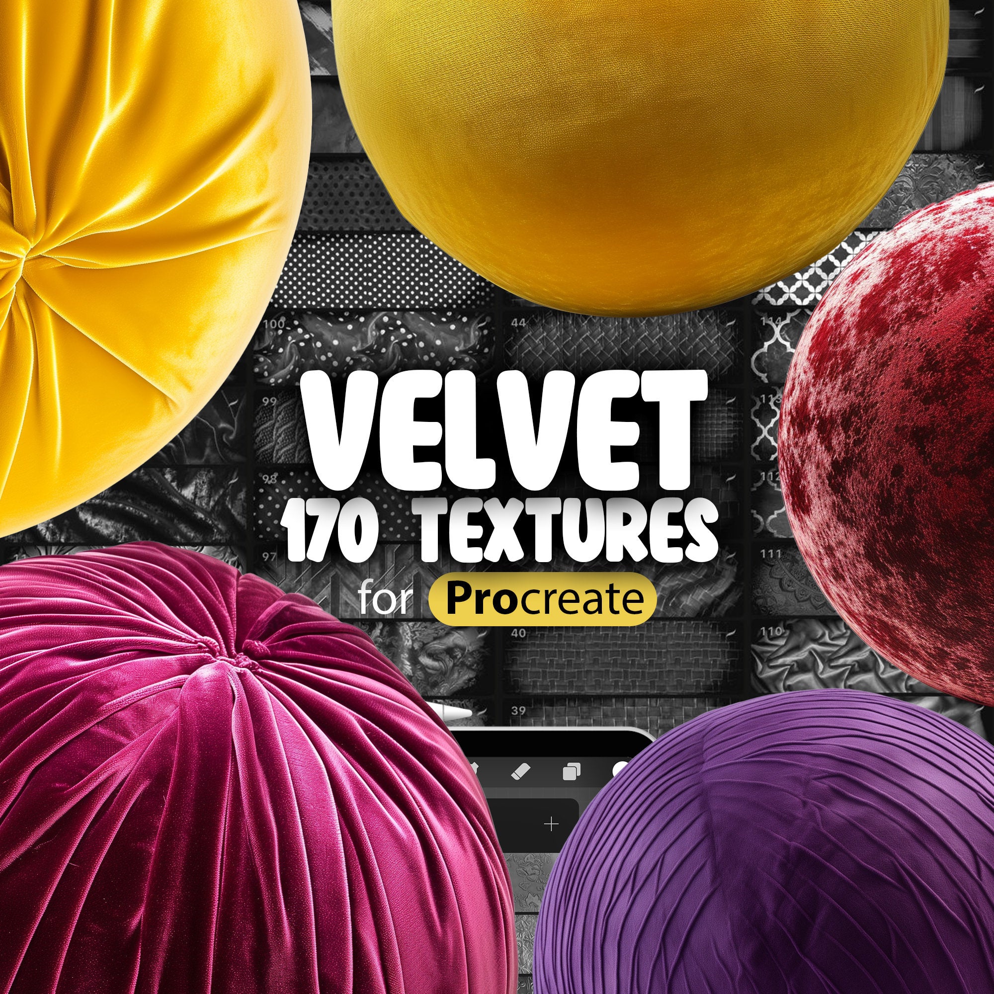 170 Procreate Velvet Fabric Textures, Procreate Fabric Brushes, Procreate Velvet Pattern Brush, Procreate Textile Texture