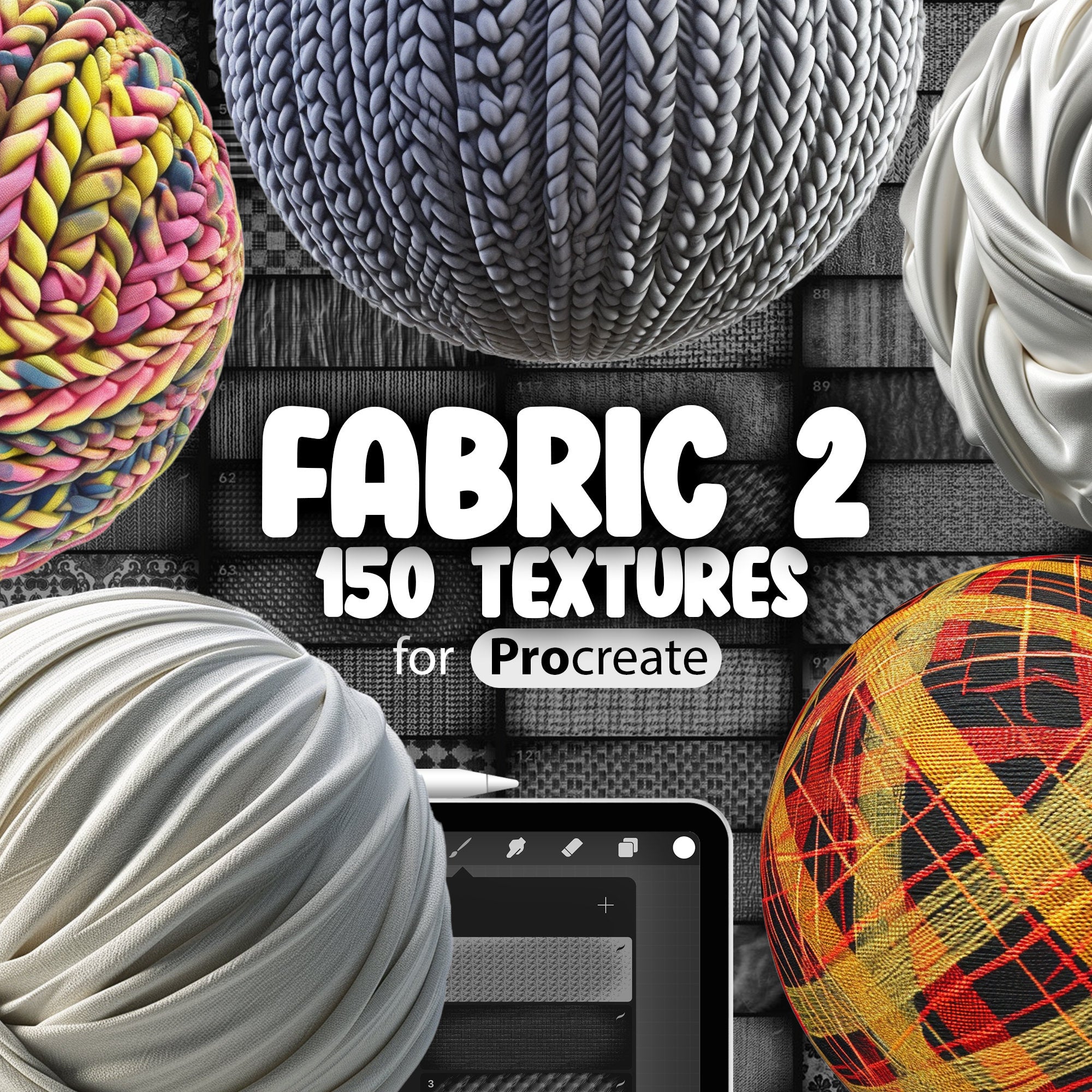 150 Procreate Fabric 2 Texture Brushes
