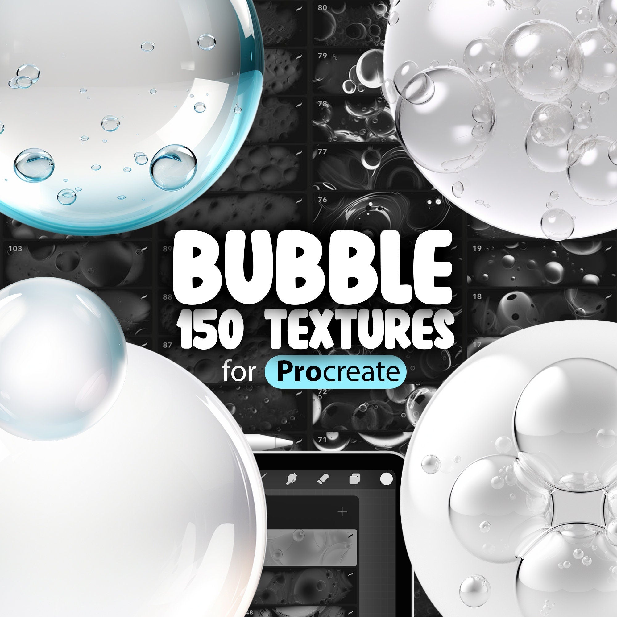 150 Procreate Bubbles Texture Brushes