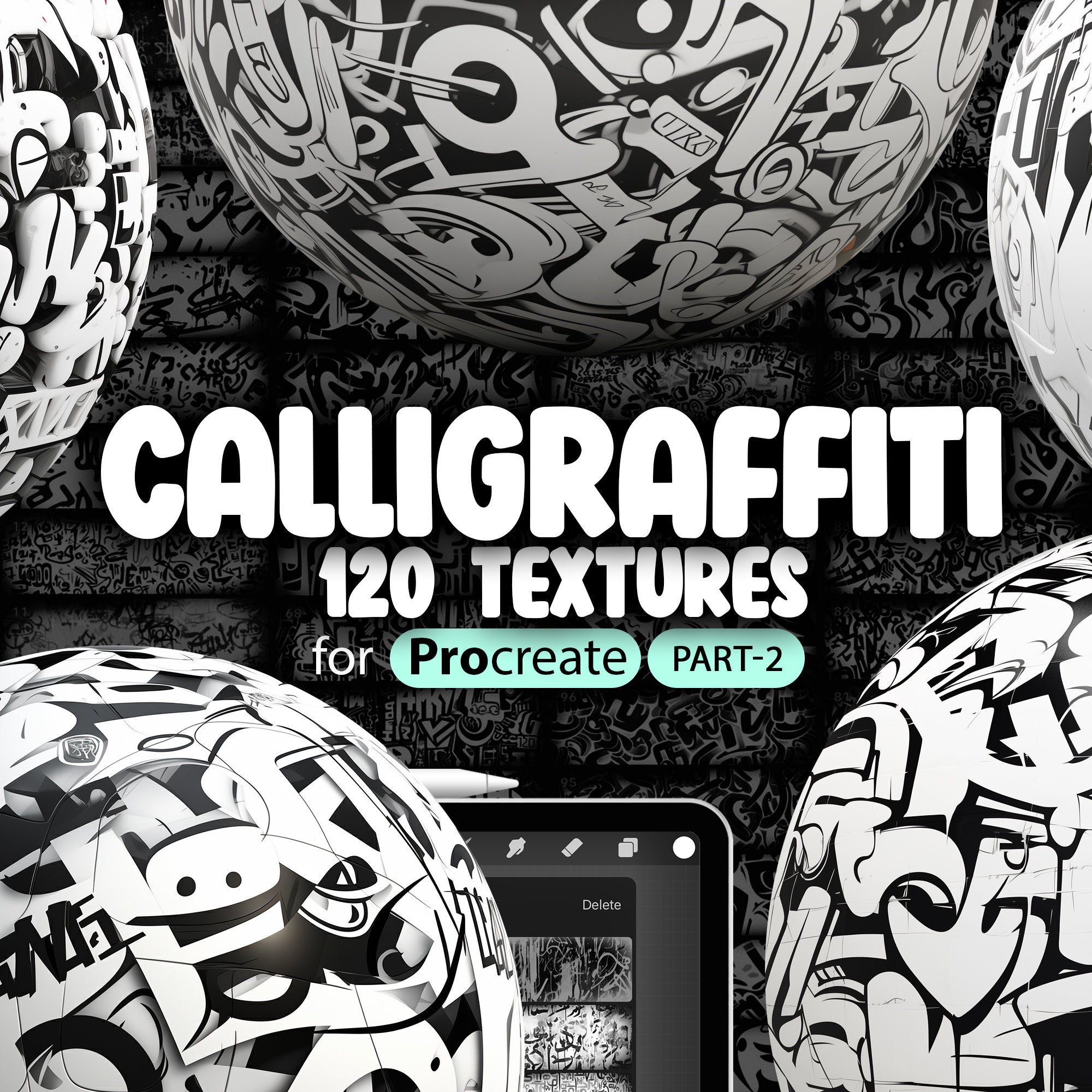 120 Procreate Calligraffiti Textures (Part-2) Brushes