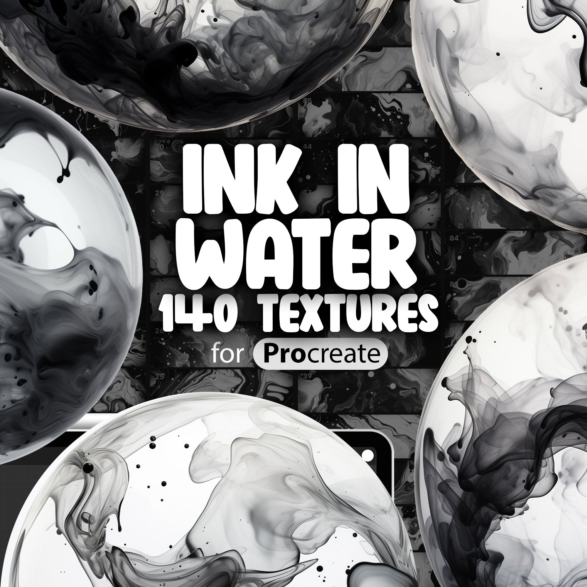 140 Procreate Ink in Water Texture Brushes