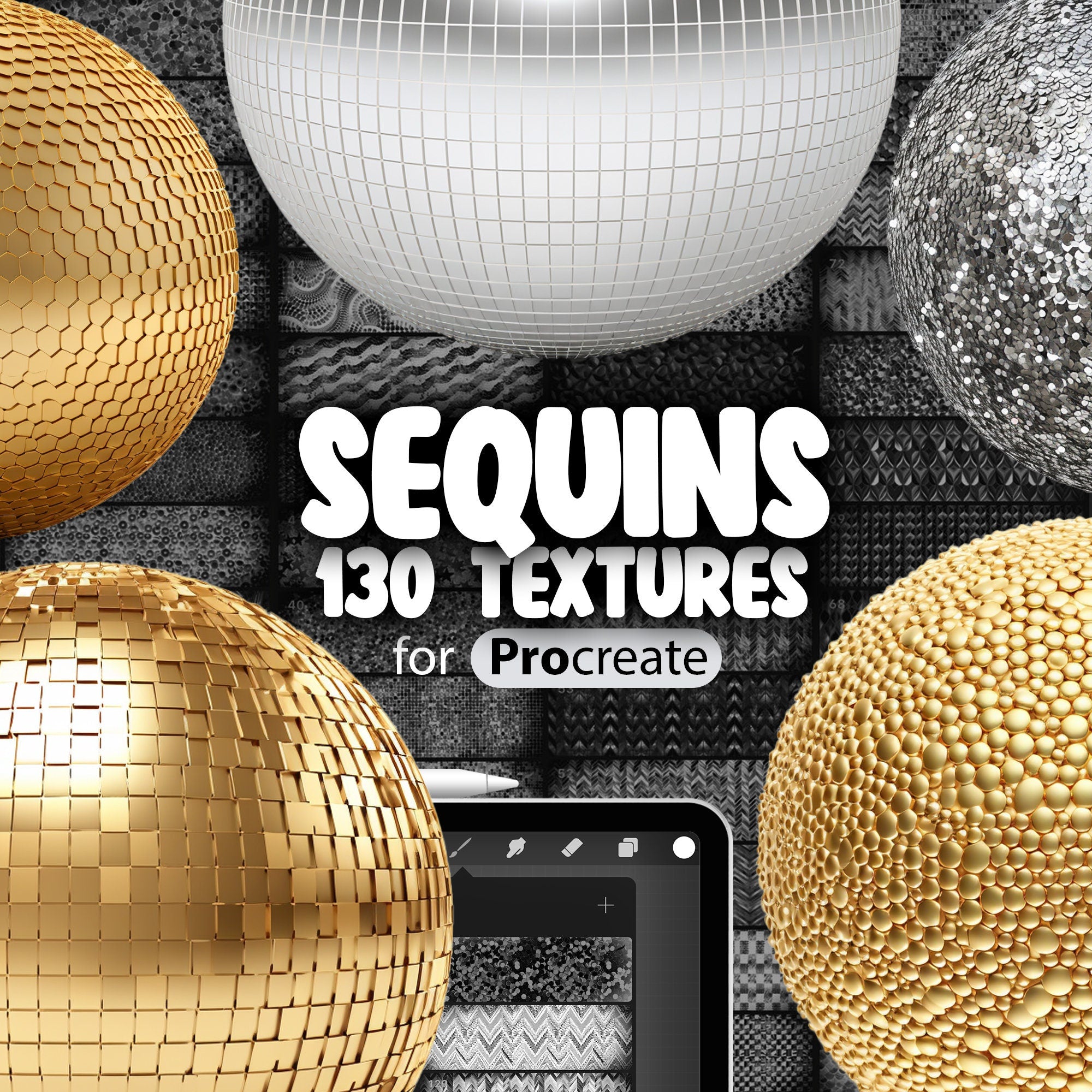 130 Procreate Sequins Texture Brushes